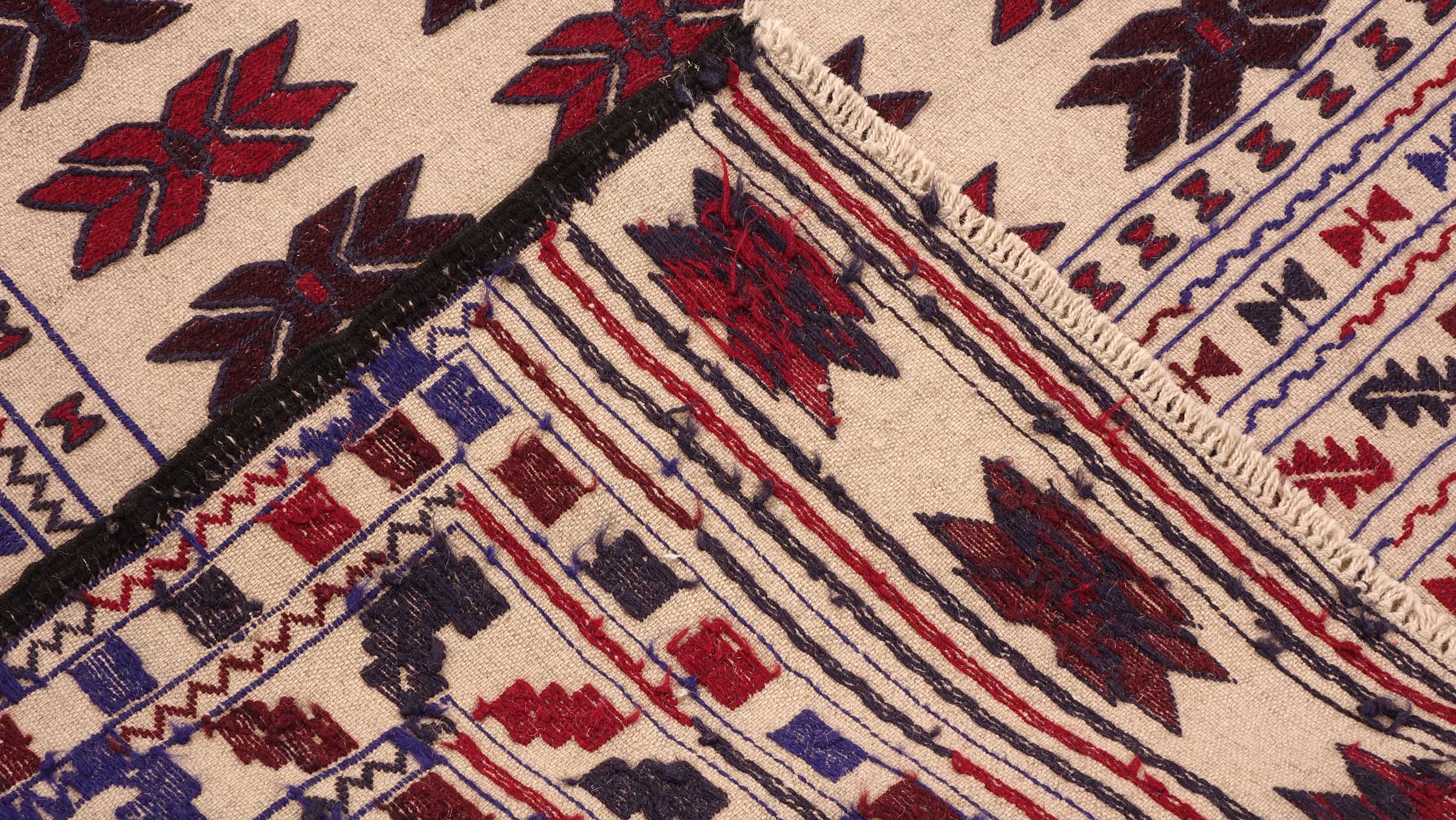 Afghan Kelim Gol Barjasta Teppich 120x180 Handgewebt Beige Geometrisch Handarbeit