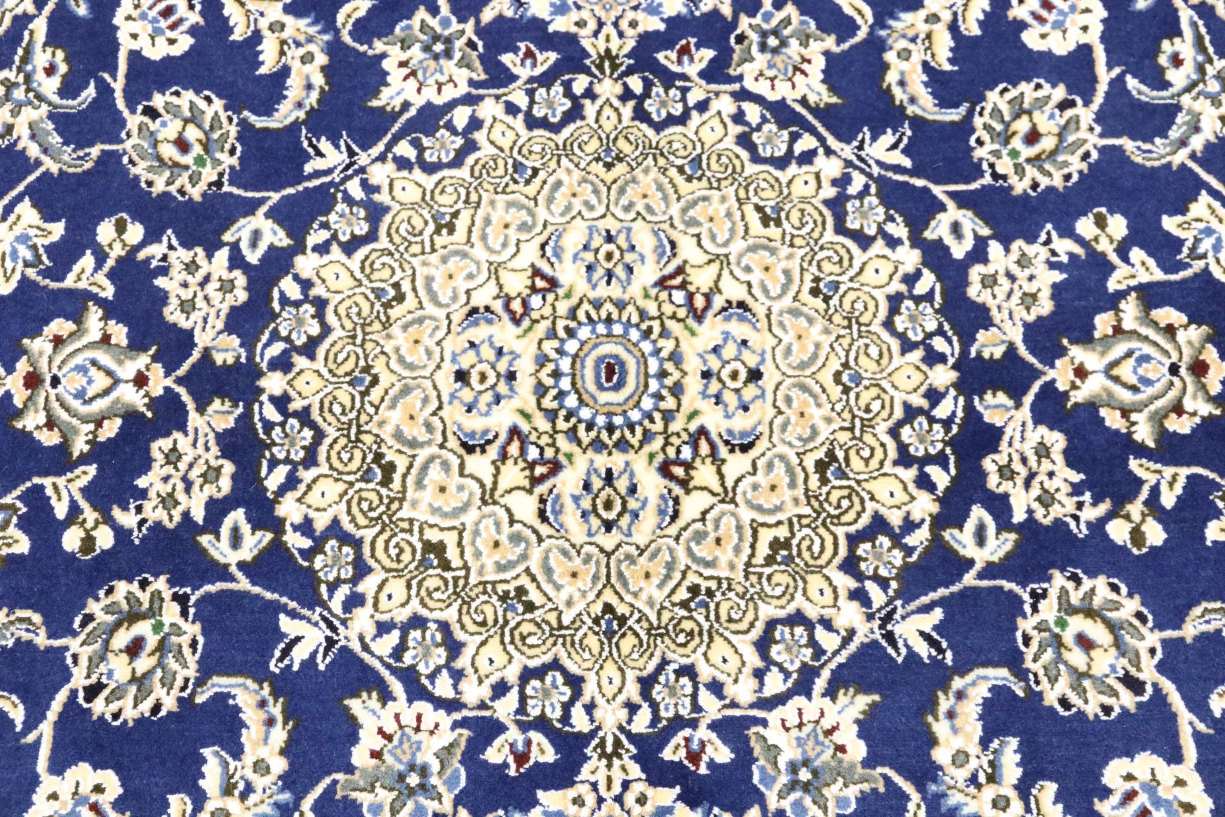 Persian carpet Nain 9LA 120x180 hand-knotted blue medallion oriental UNIKAT short pile