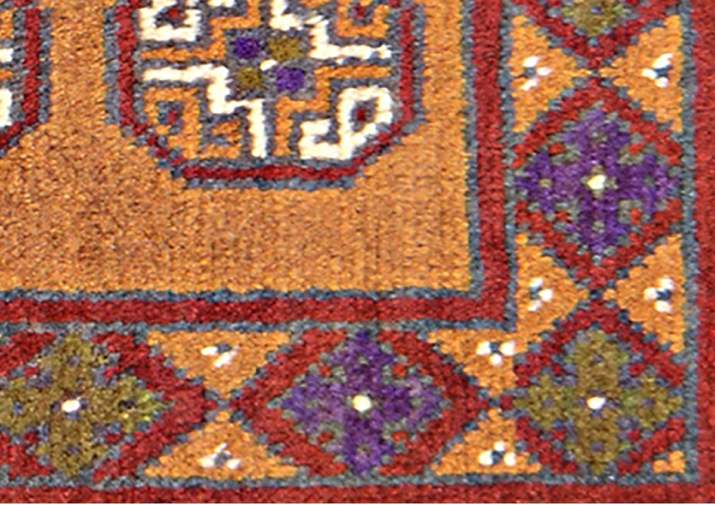 Afghan Aqcha Poshti Teppich 40x60 Handgeknüpft Braun Geometrisch Orient Kurzflor
