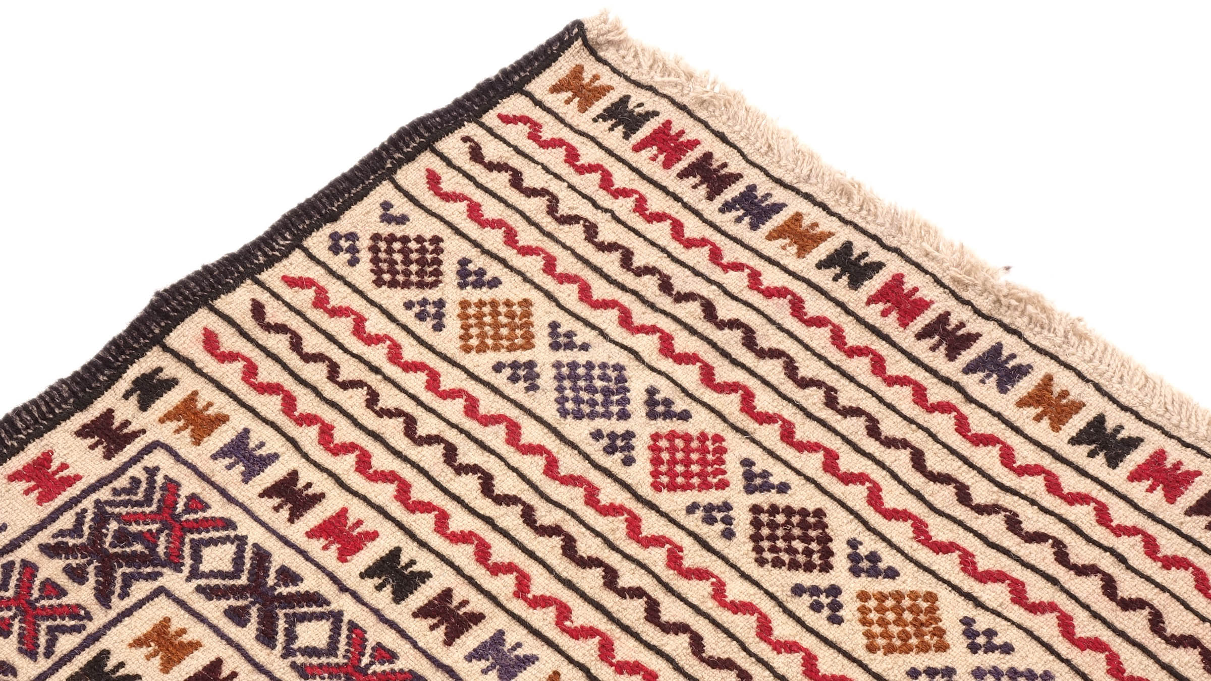 Afghan Kelim Gol Barjasta Teppich 140x180 Handgewebt Beige Geometrisch Handarbeit