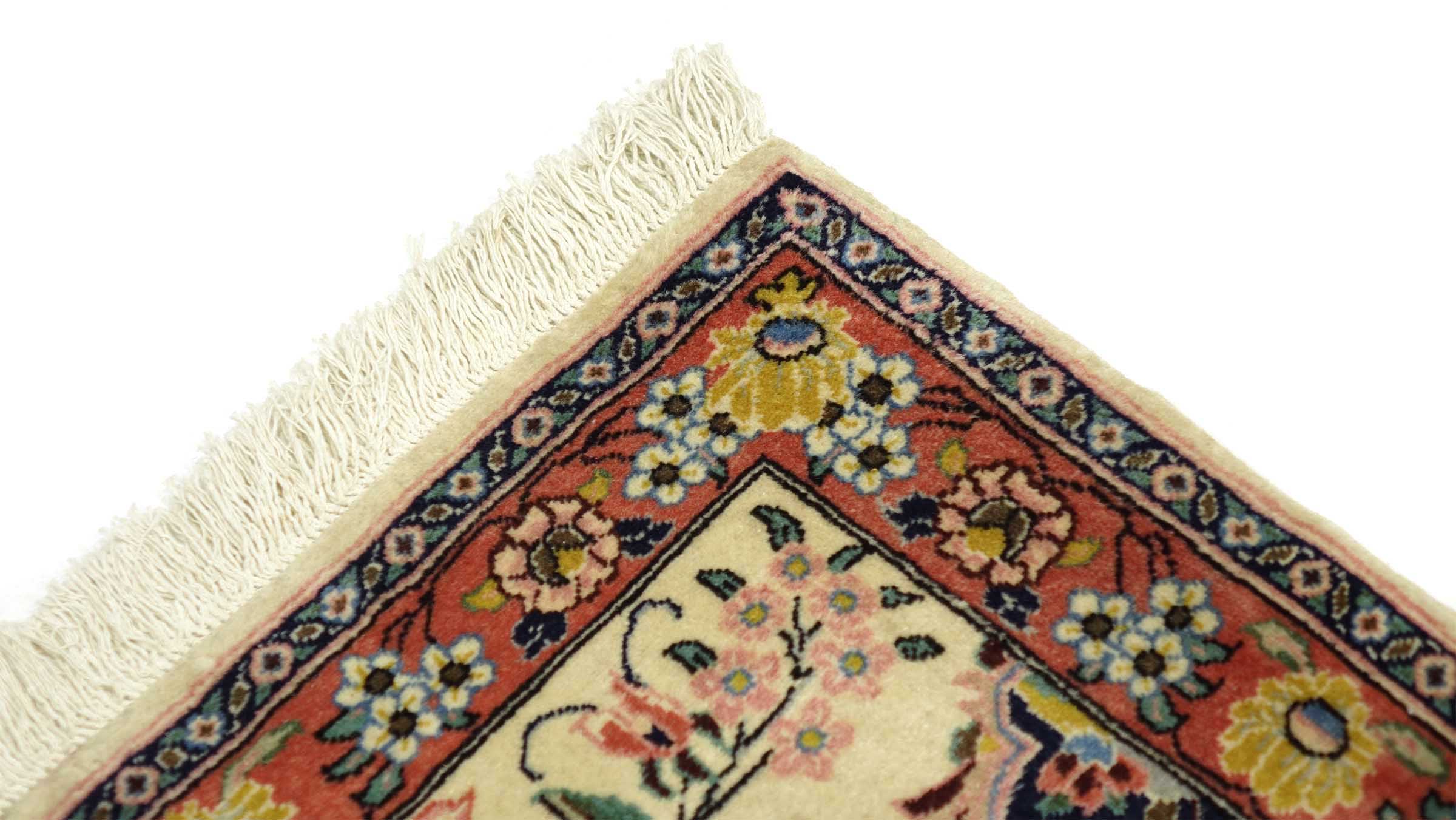 Perserteppich Sarough 60x170 Handgeknüpft Läufer Beige Medaillon Orientalisch UNIKAT