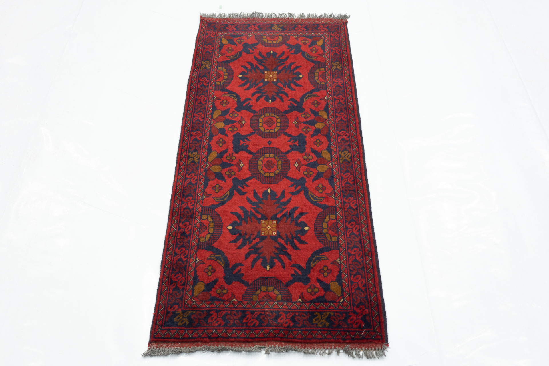 Afghan Khal Mohammadi 50x150 Handgeknüpft Teppich Läufer Braun Geometrisch