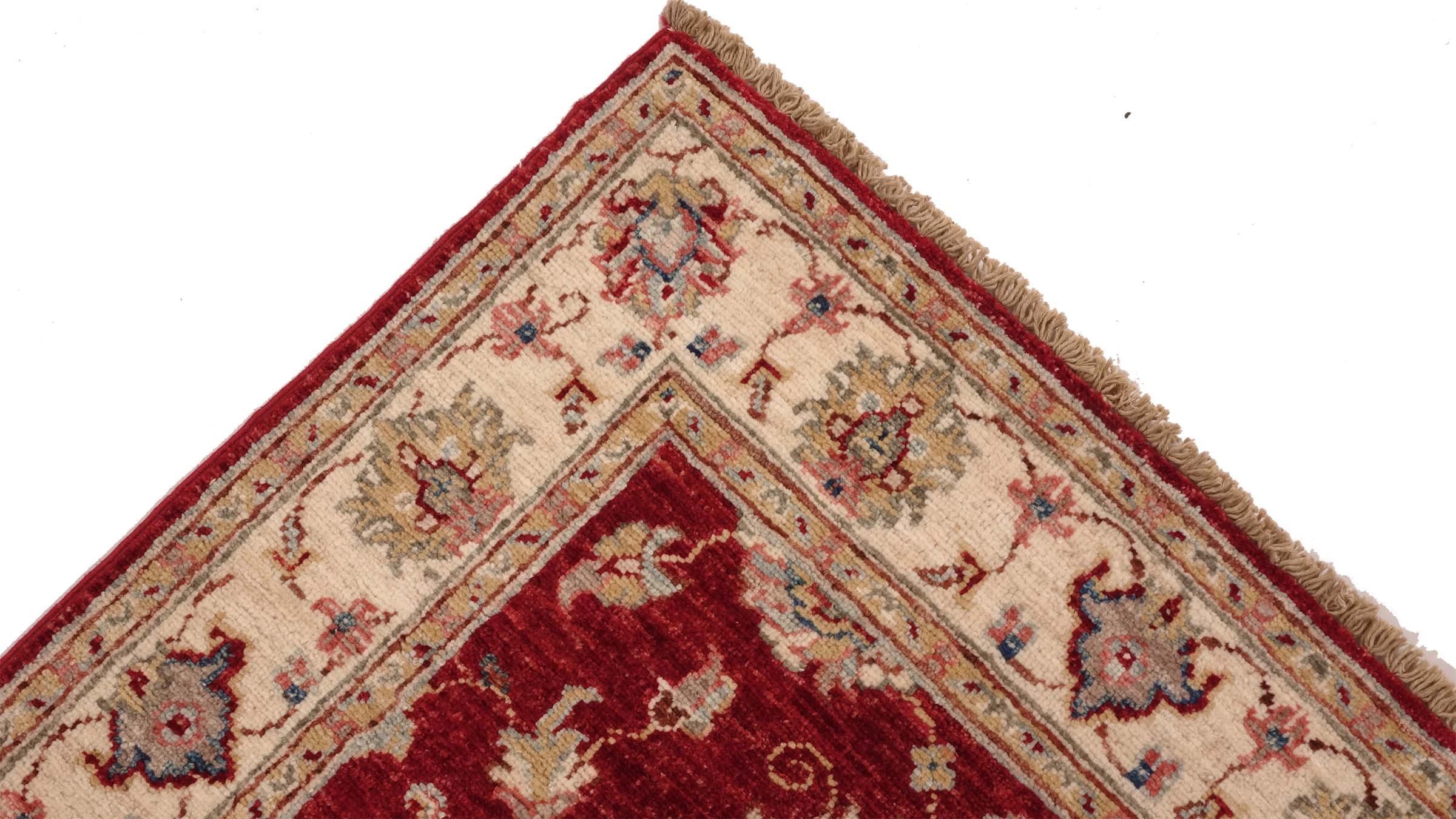 Chobi Ziegler Teppich 80x120 Handgeknüpft Rot Floral Orientalisch UNIKAT Kurzflor