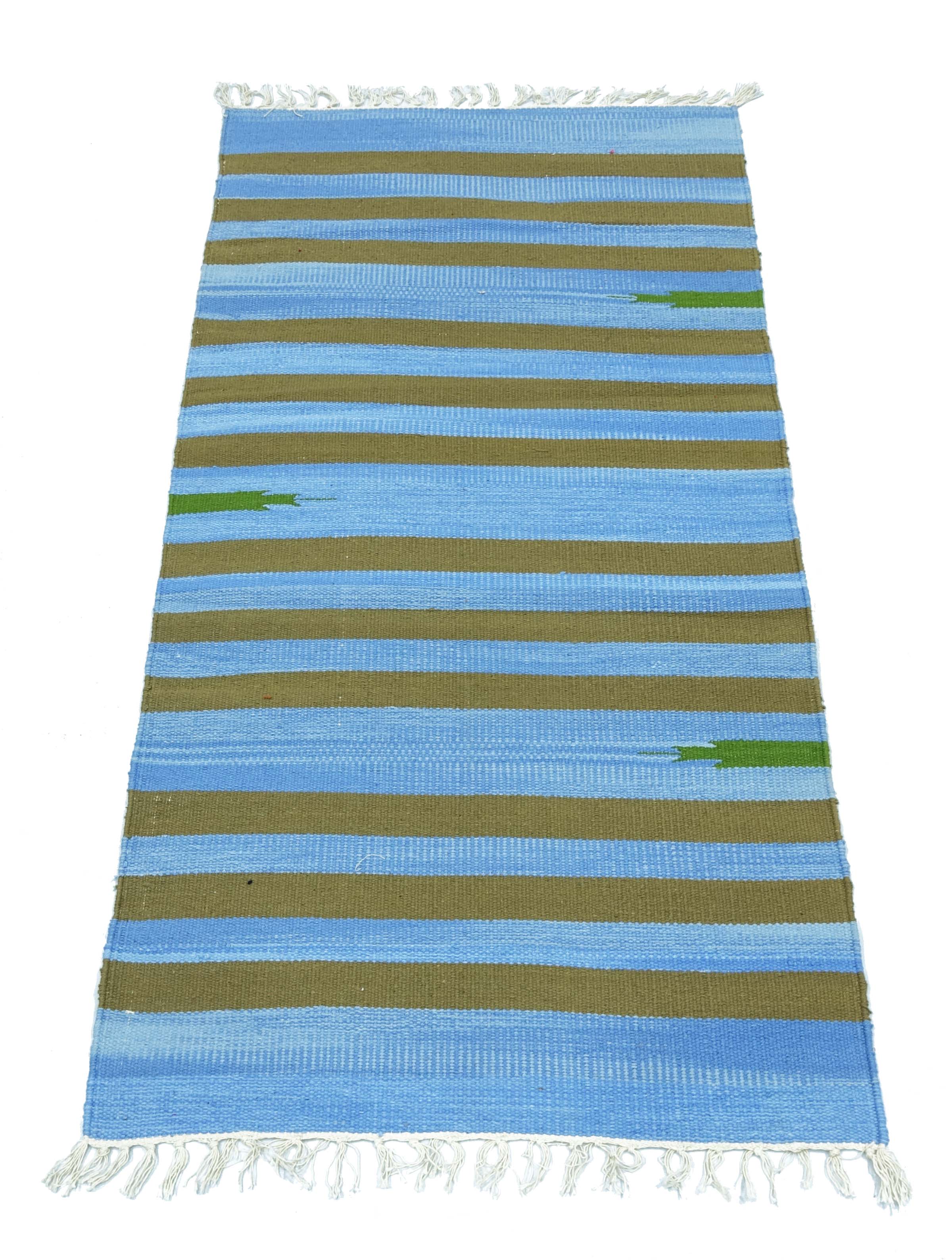 Knallbunter Kelim Teppich 60x120 Handgewebt Mehrfarbig Gestreift Handarbeit Gewebt