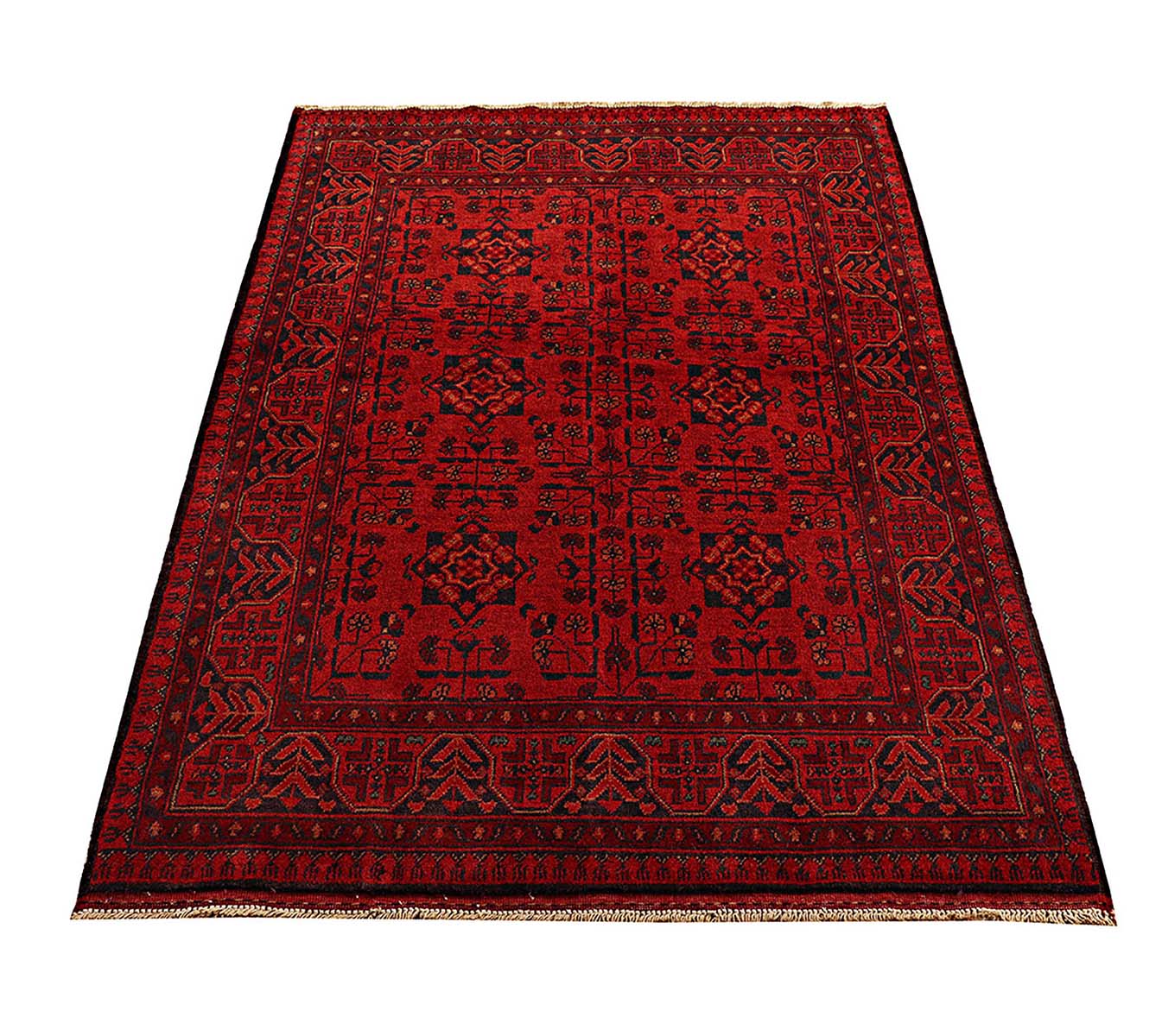 Afghan Khal Mohammadi Teppich 100x150 Handgeknüpft Braun Geometrisch Orient Kurzflor
