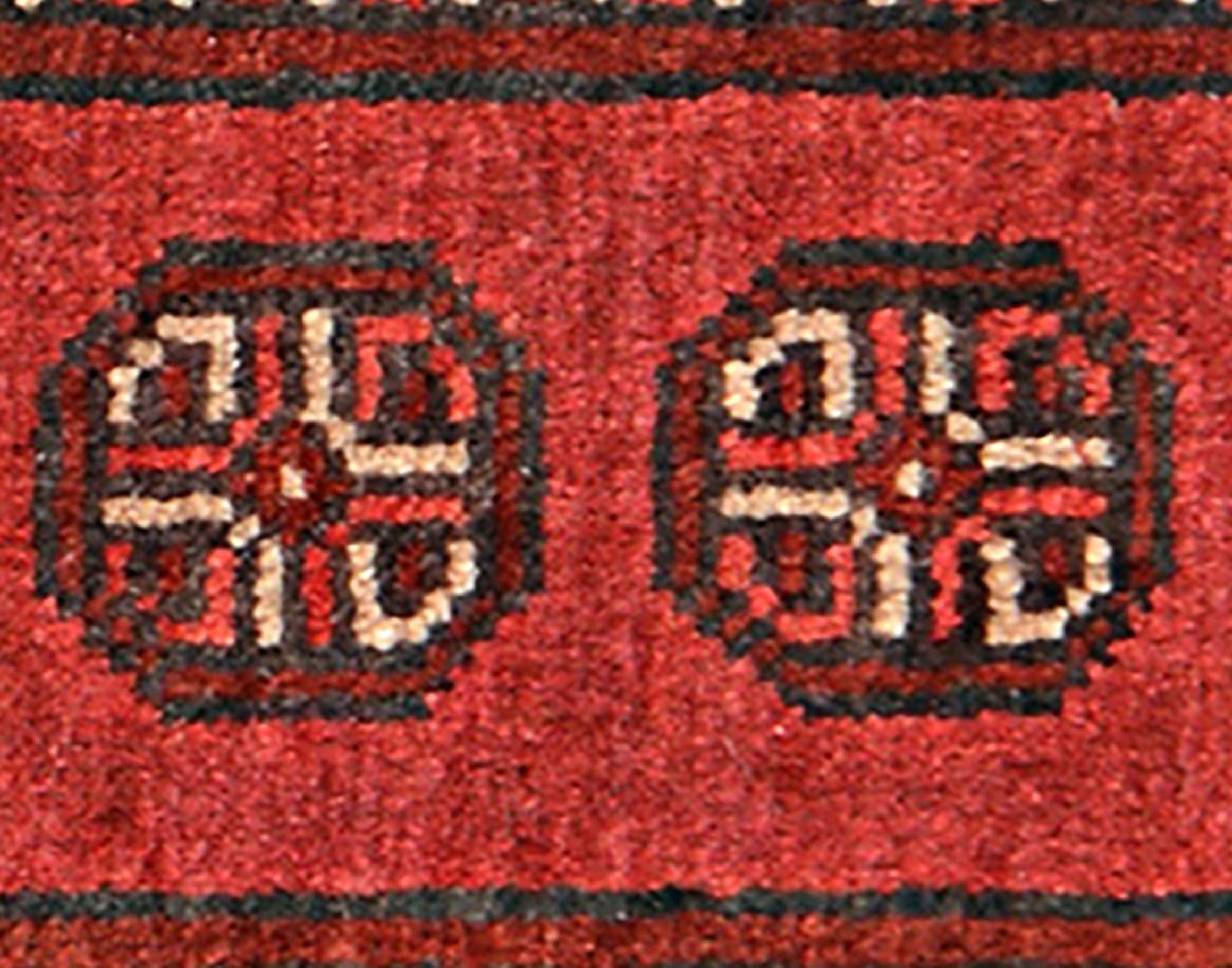 Afghan Aqcha Poshti Teppich 40x60 Handgeknüpft Rot Geometrisch Orient Kurzflor
