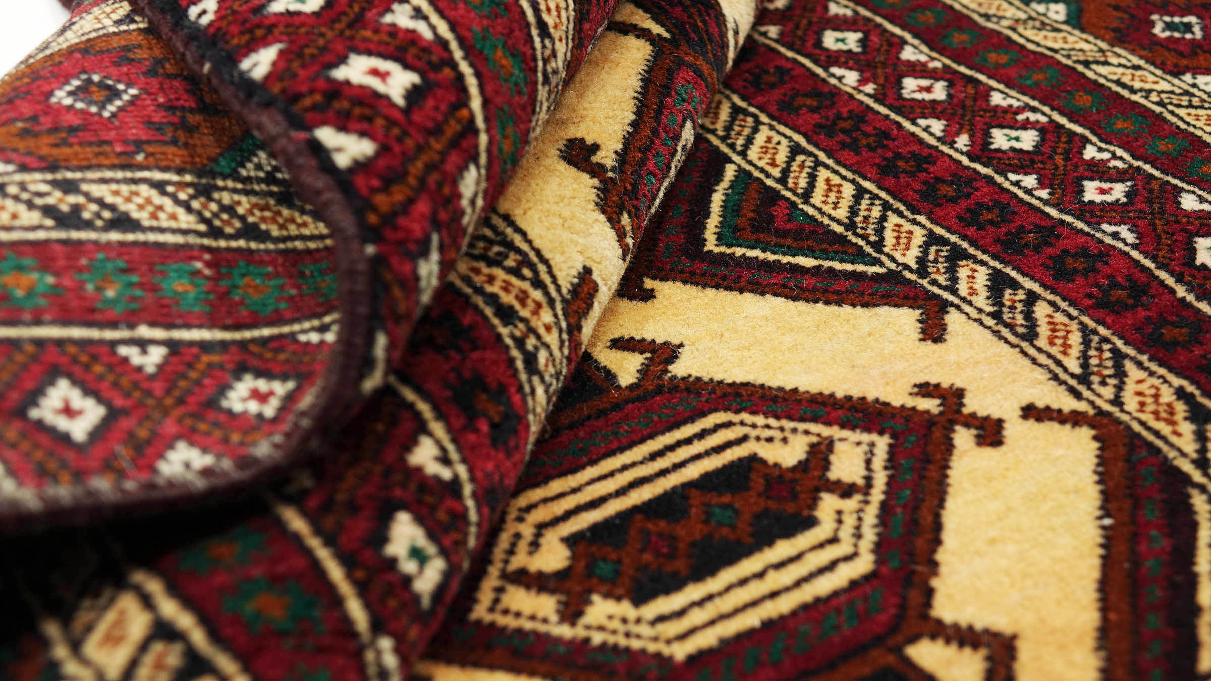 Afghan Teppich 100x150 Handgeknüpft Rot Geometrisch Orient Kurzflor Wohnzimmer