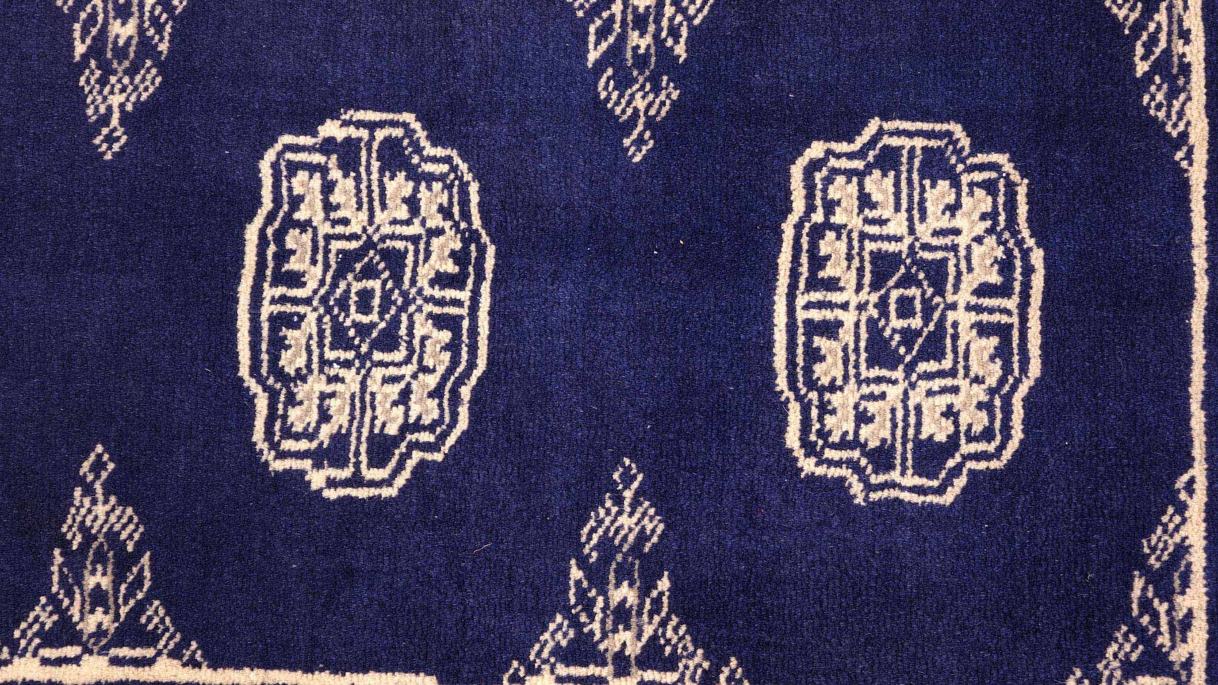Pakistan Buchara 3ply Teppich 50x80 Handgeknüpft Blau Geometrisch Orient Kurzflor