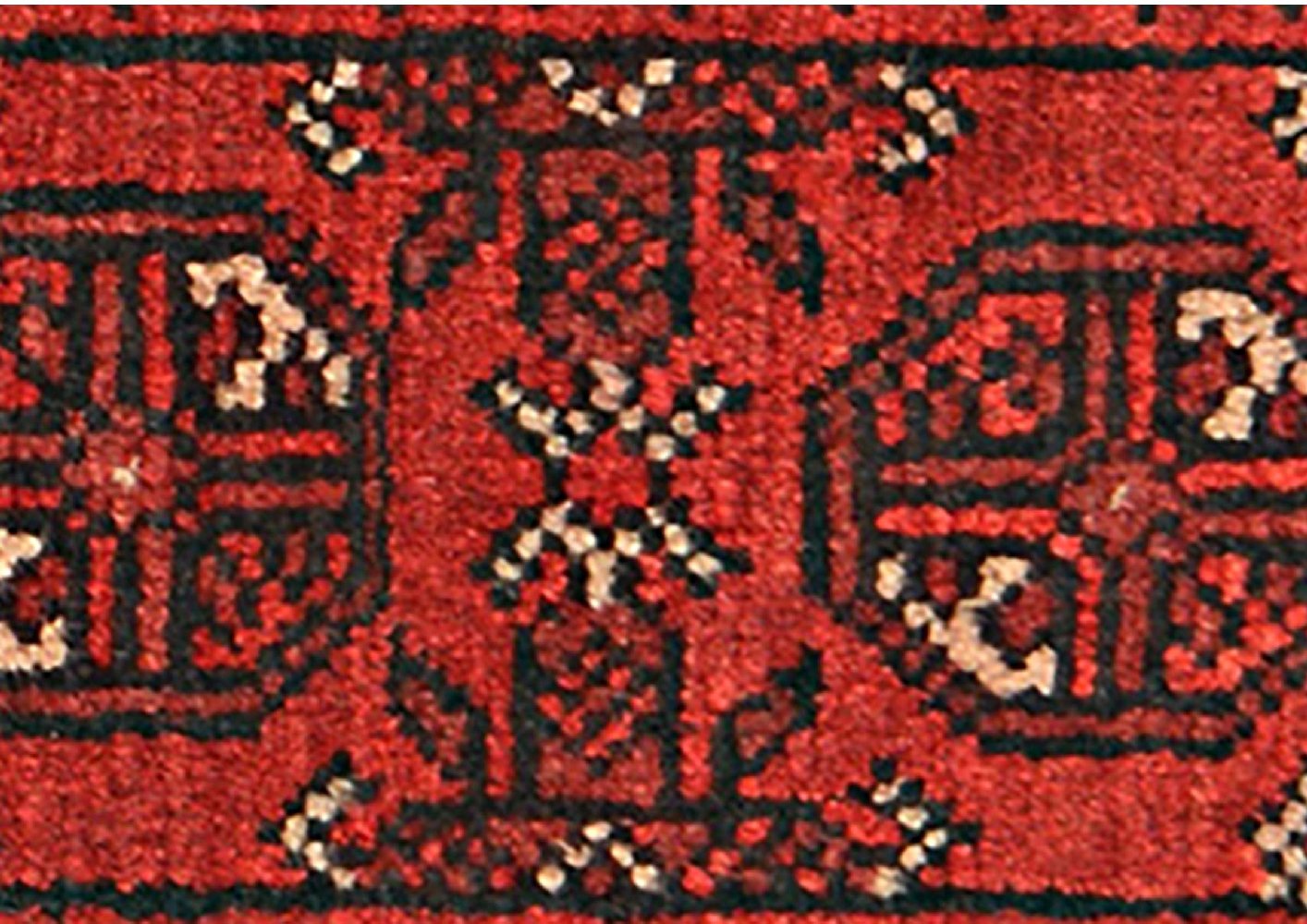 Afghan Aqcha Poshti Teppich 40x60 Handgeknüpft Rot Geometrisch Orient Kurzflor