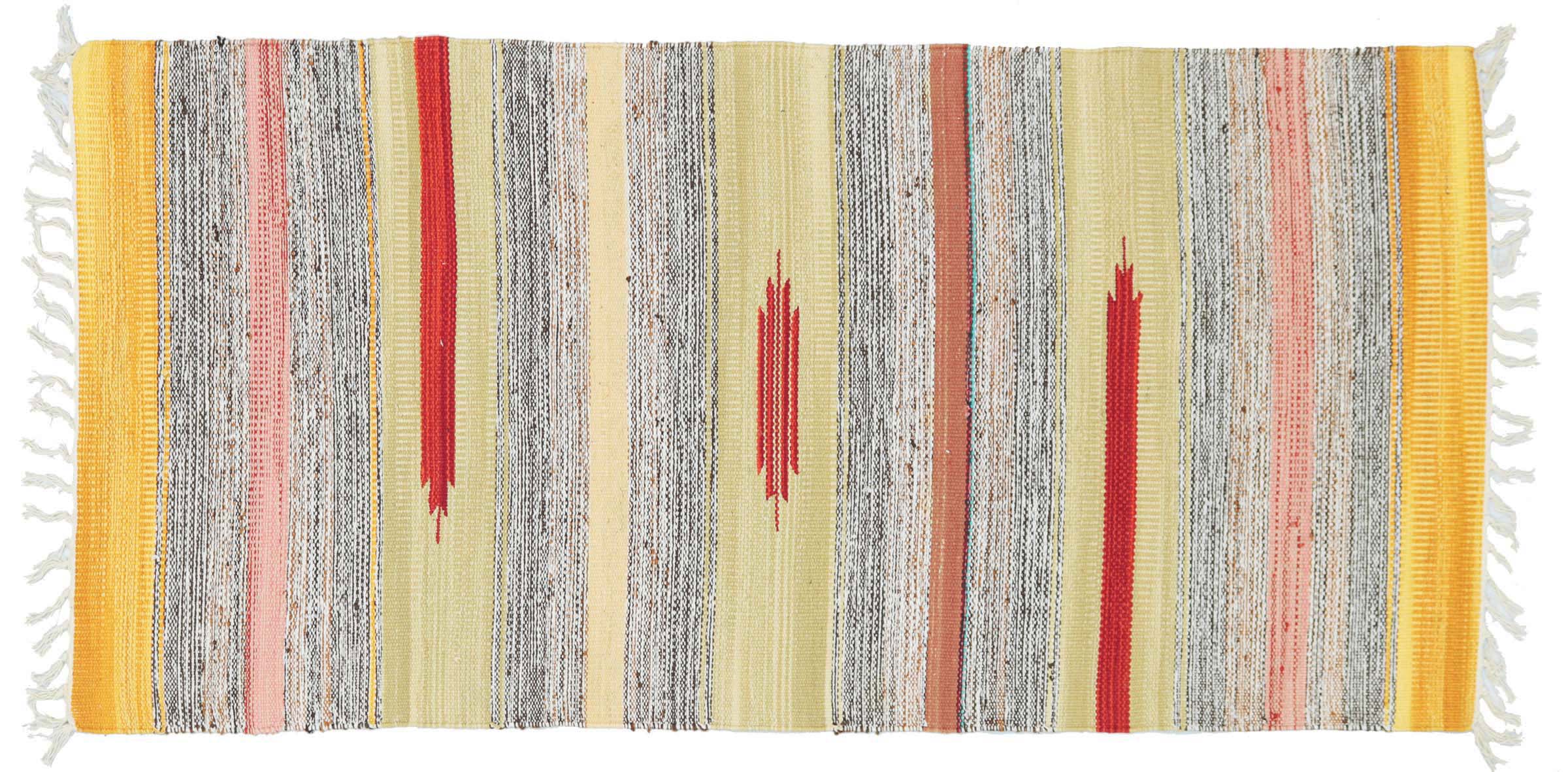 Knallbunter Kelim Teppich 60x120 Handgewebt Mehrfarbig Streifen Handarbeit Gewebt