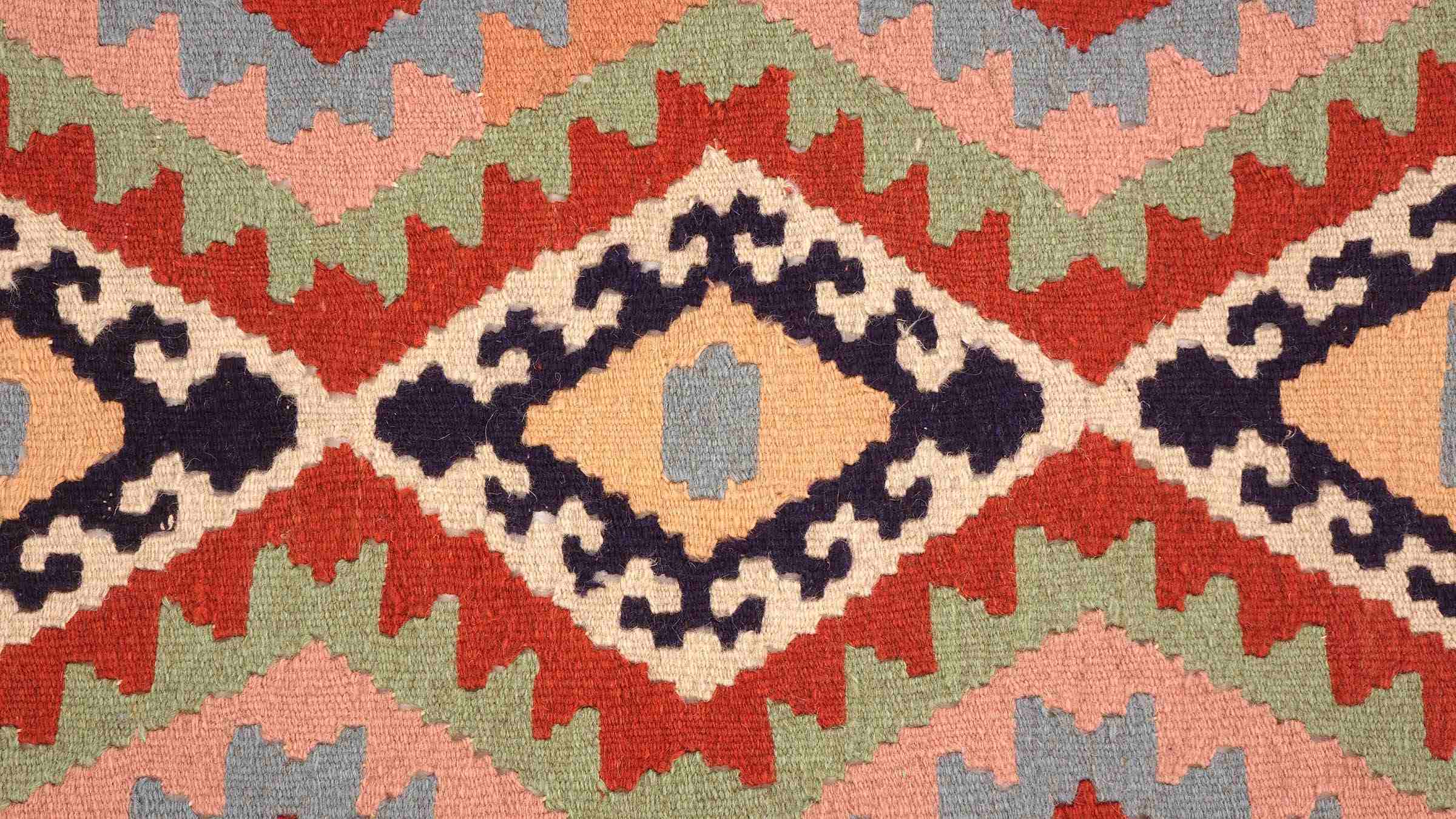 Perserteppich Kelim Ardebil 100x150 Handgewebt Beige Geometrisch Handarbeit Zimmer