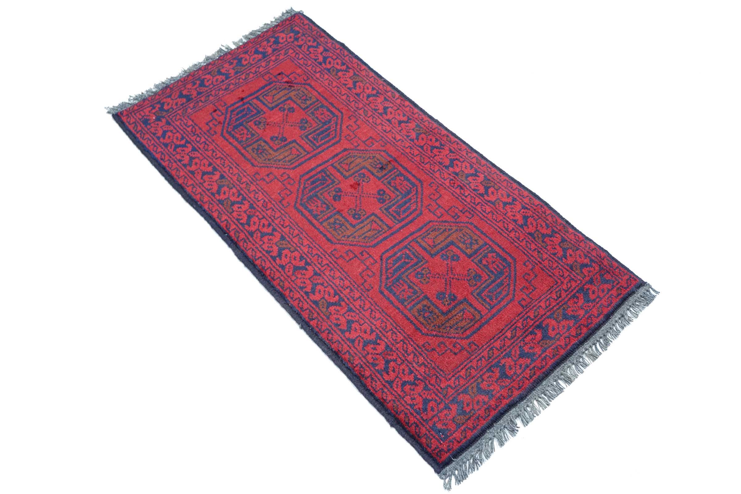 Afghan Khal Mohammadi Fil Poh Teppich 60x90 Handgeknüpft Braun Geometrisch Orient