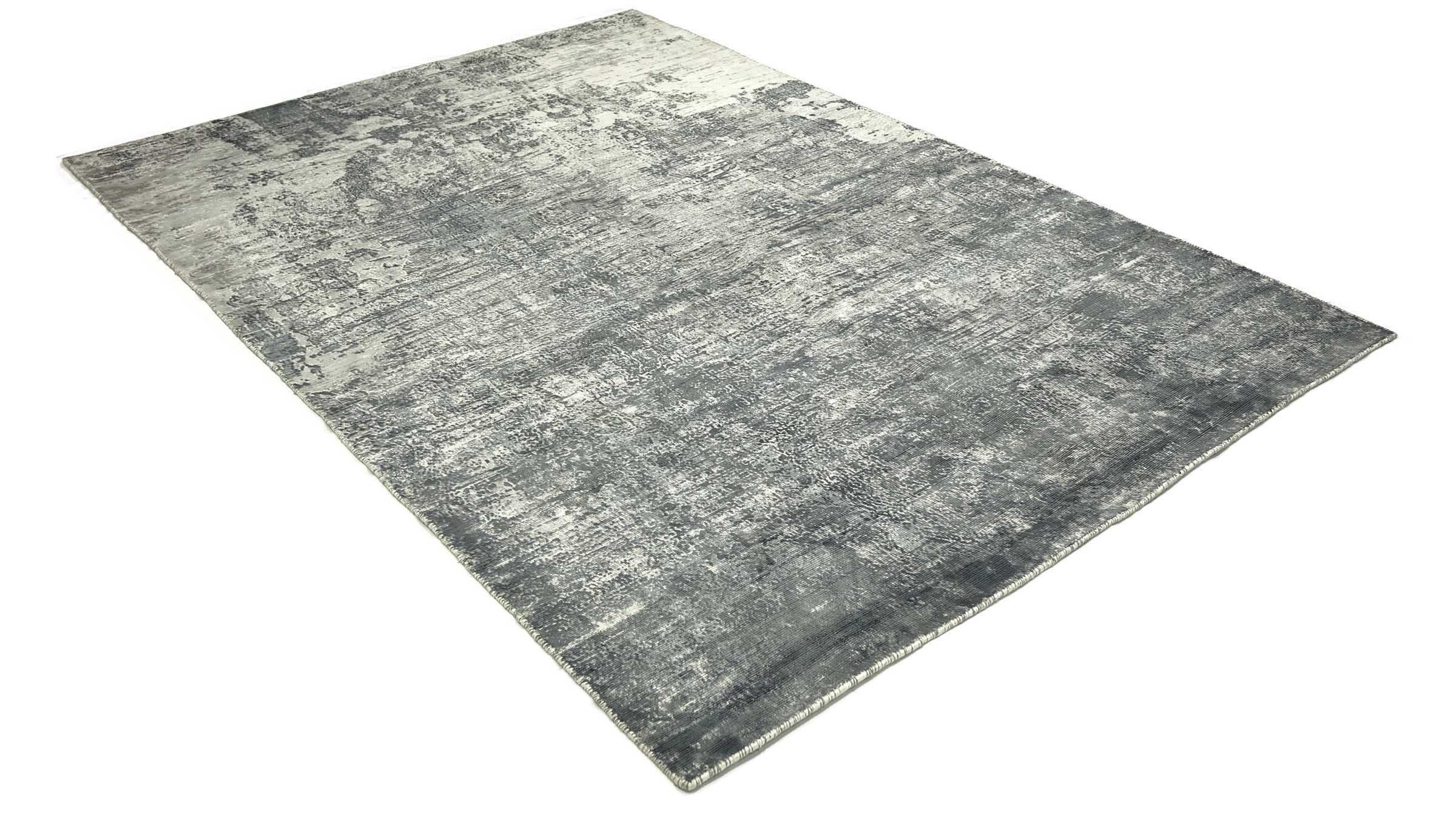Handloom Vintage 230x160 Handgewebt Teppich 160x230 Grau Abstrakt Handarbeit Orient
