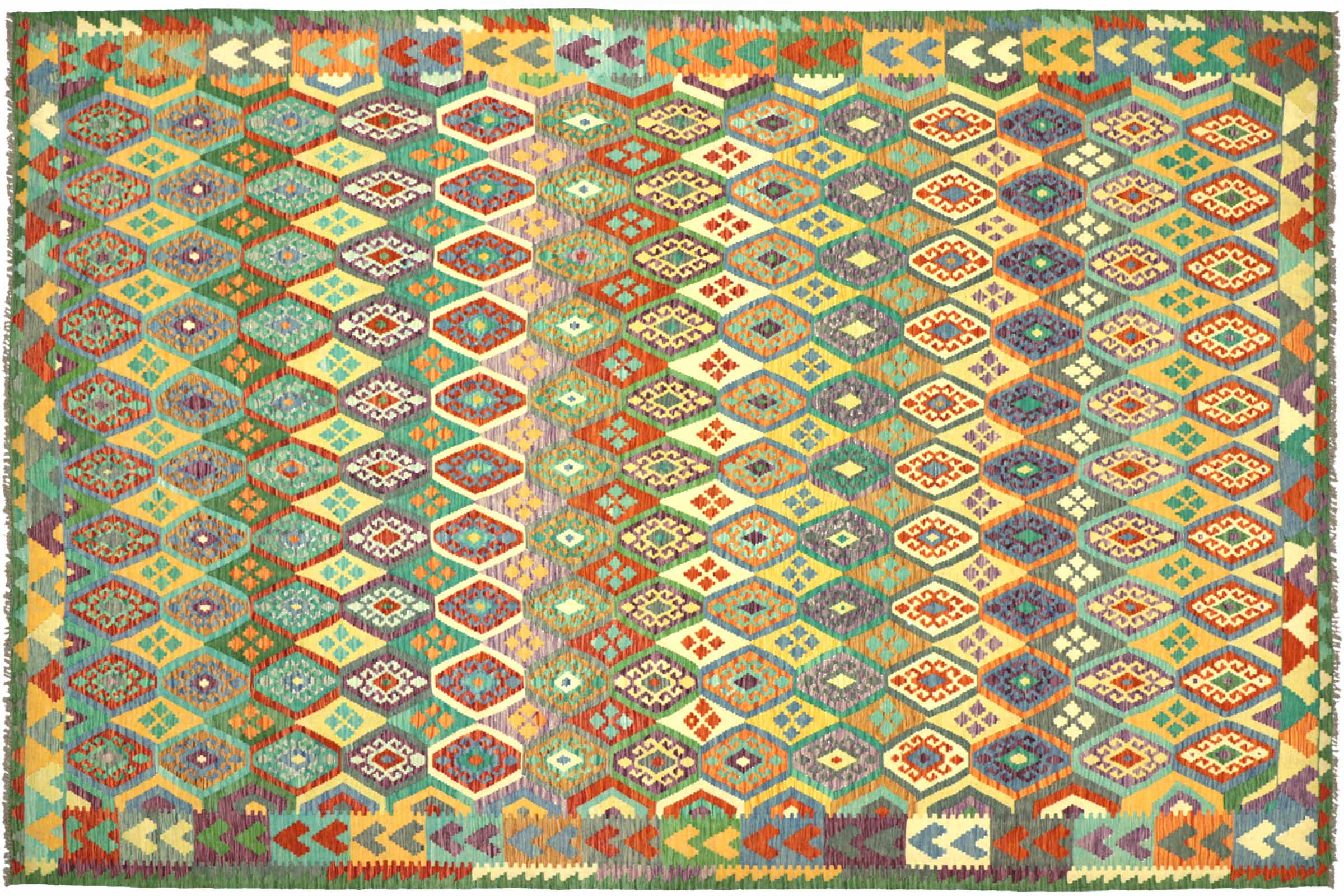 Afghan Maimana Kelim Bunt 250x350 Handgewebt Teppich Bunt Geometrisch Orient