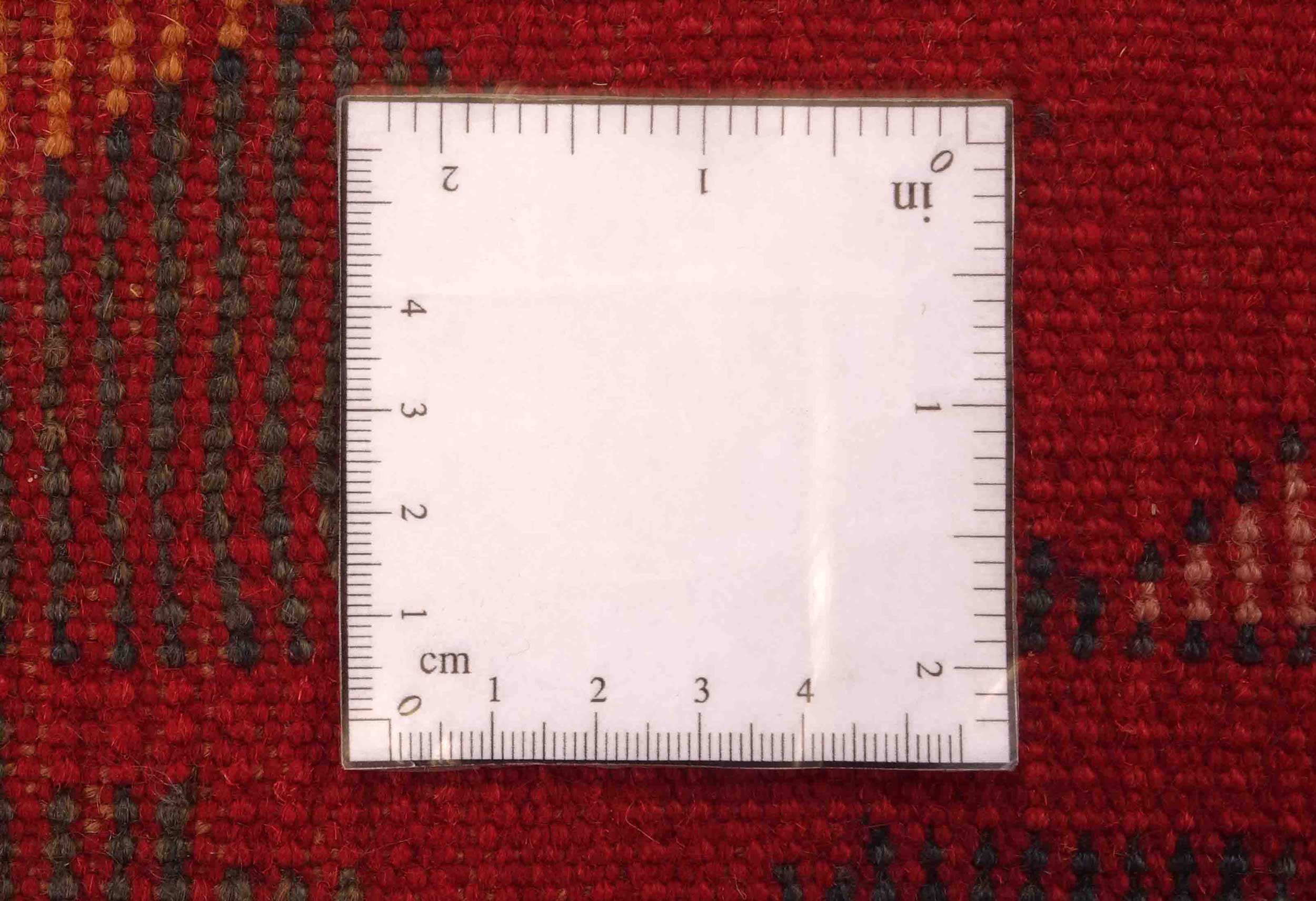 Gabbeh Teppich 110x200 Handgeknüpft Rot Streifen Orientalisch UNIKAT Kurzflor
