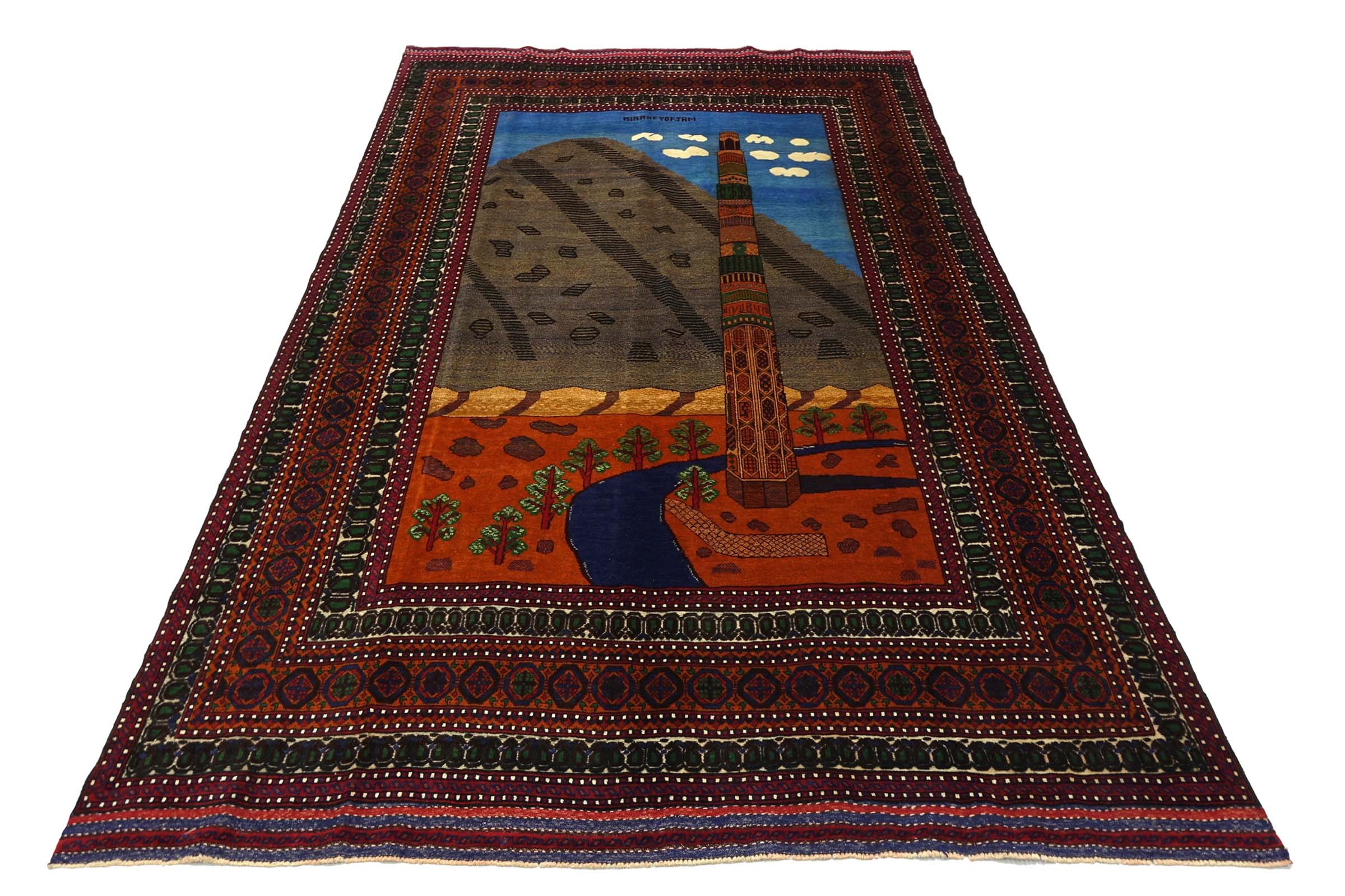 Afghan Belutsch Minaret Herat 200x300 Handgeknüpft Teppich Mehrfarbig