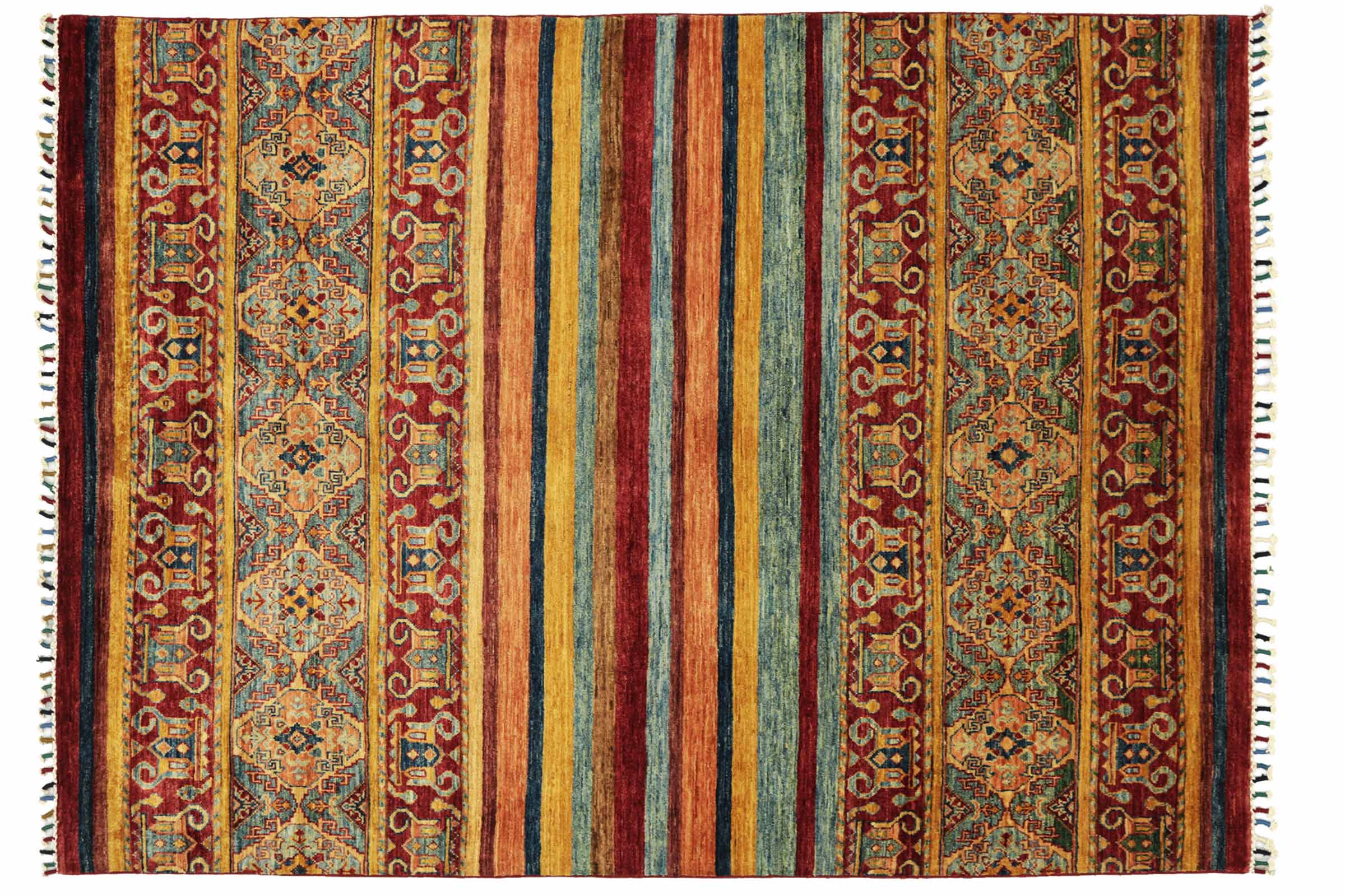 Afghan Khorjin Shaal 150x190 Handgeknüpft Orientteppich Rot Floral Wolle