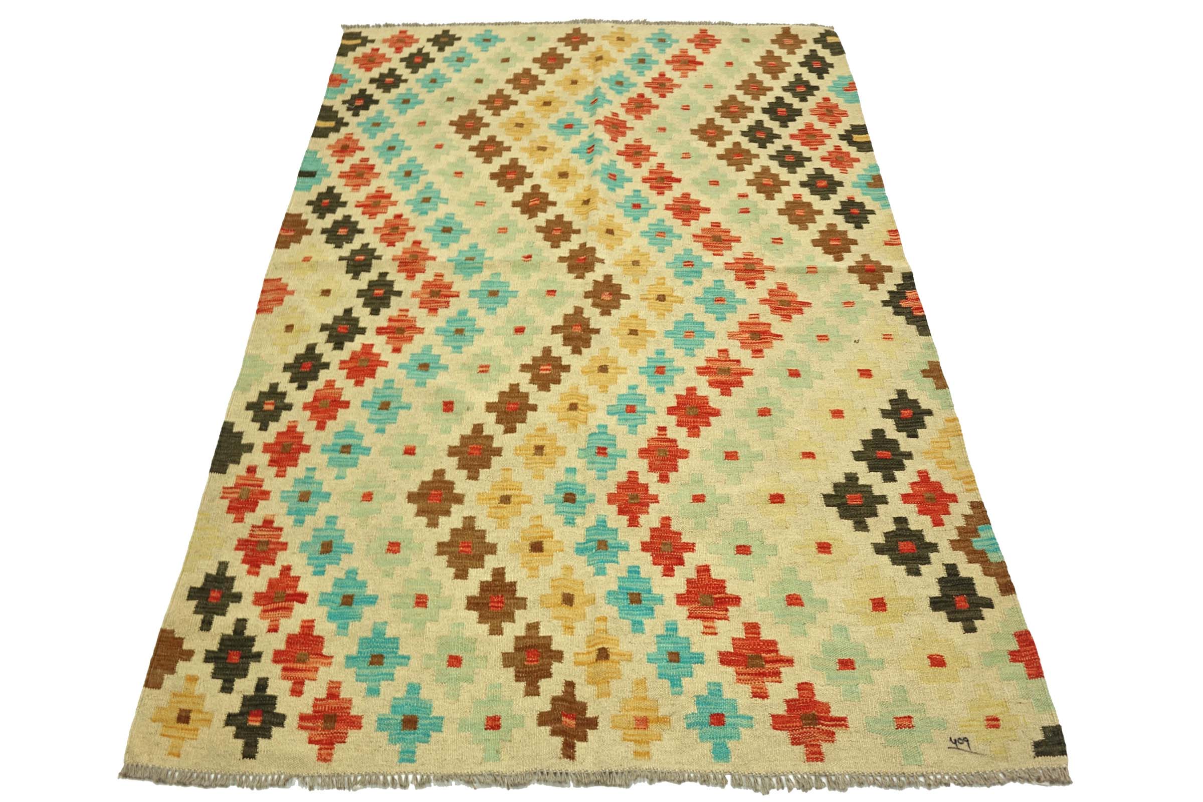 Afghan Maimana Kelim Bunt 150x200 Handgewebt Teppich Bunt Geometrisch Orient