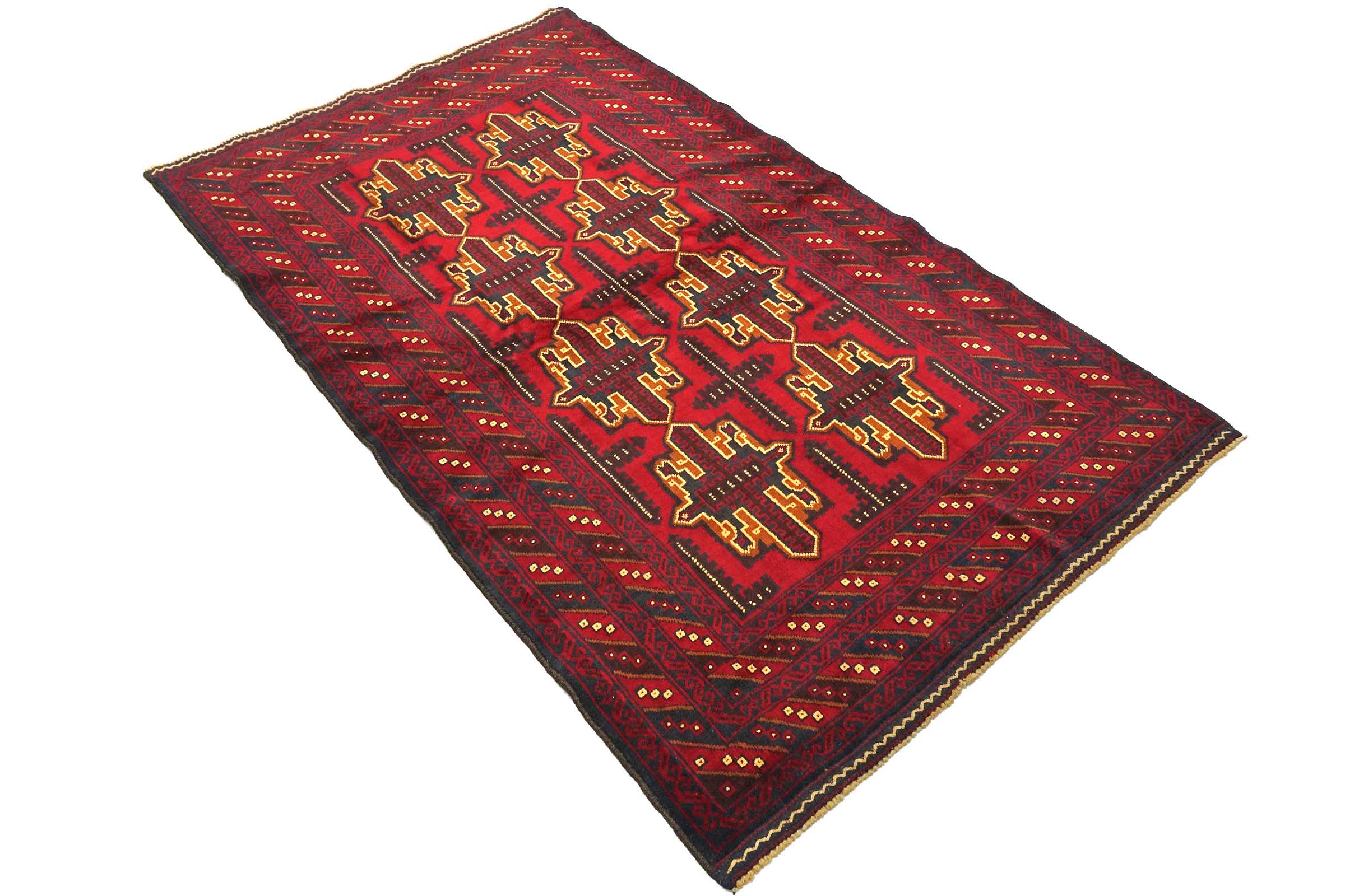 Afghan Belutsch Baluch 120x180 Handgeknüpft Orientteppich Rot Durchgemustert