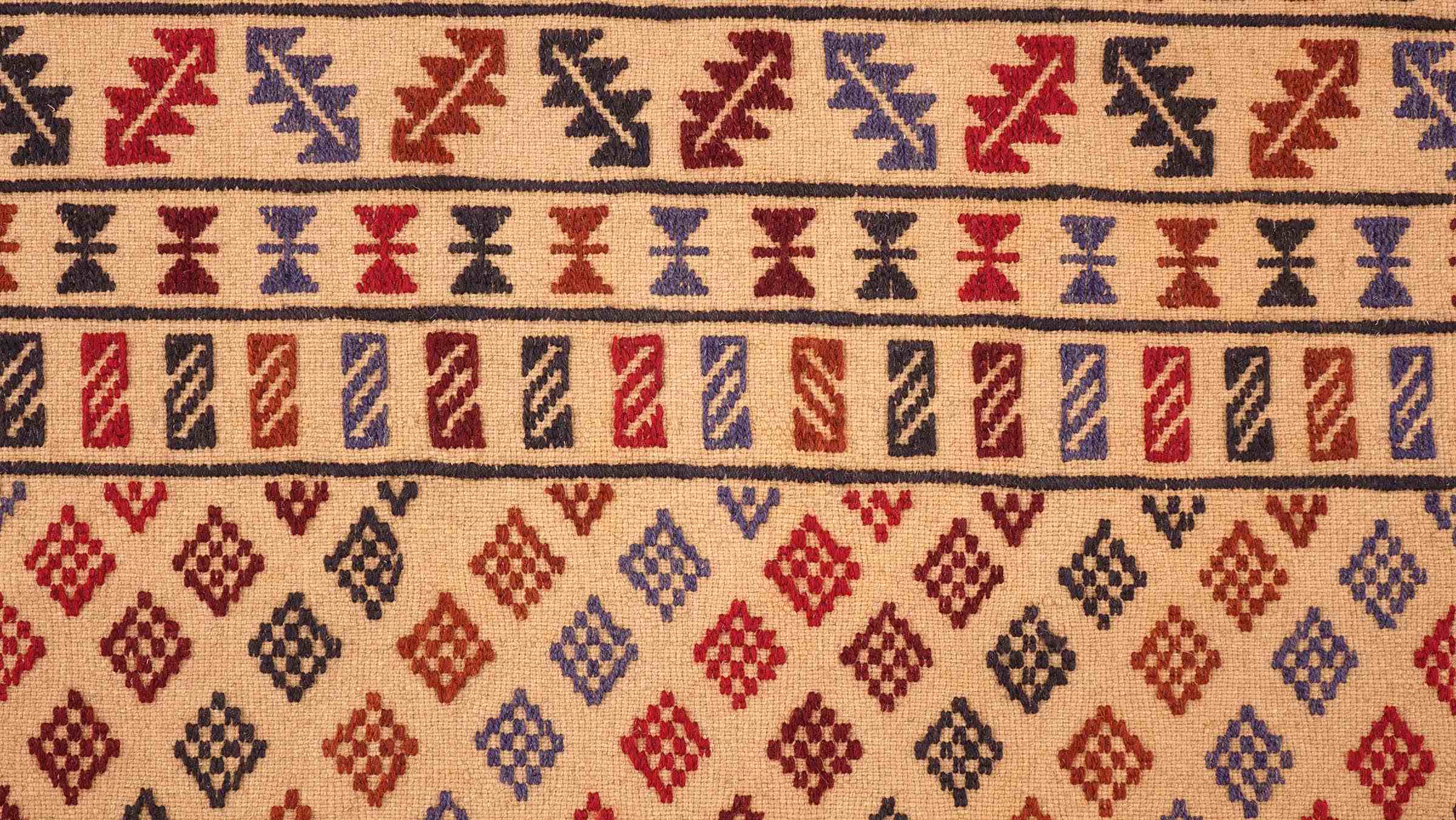 Afghan Kelim Gol Barjasta Teppich 120x180 Handgewebt Gold Geometrisch Handarbeit Gewebt