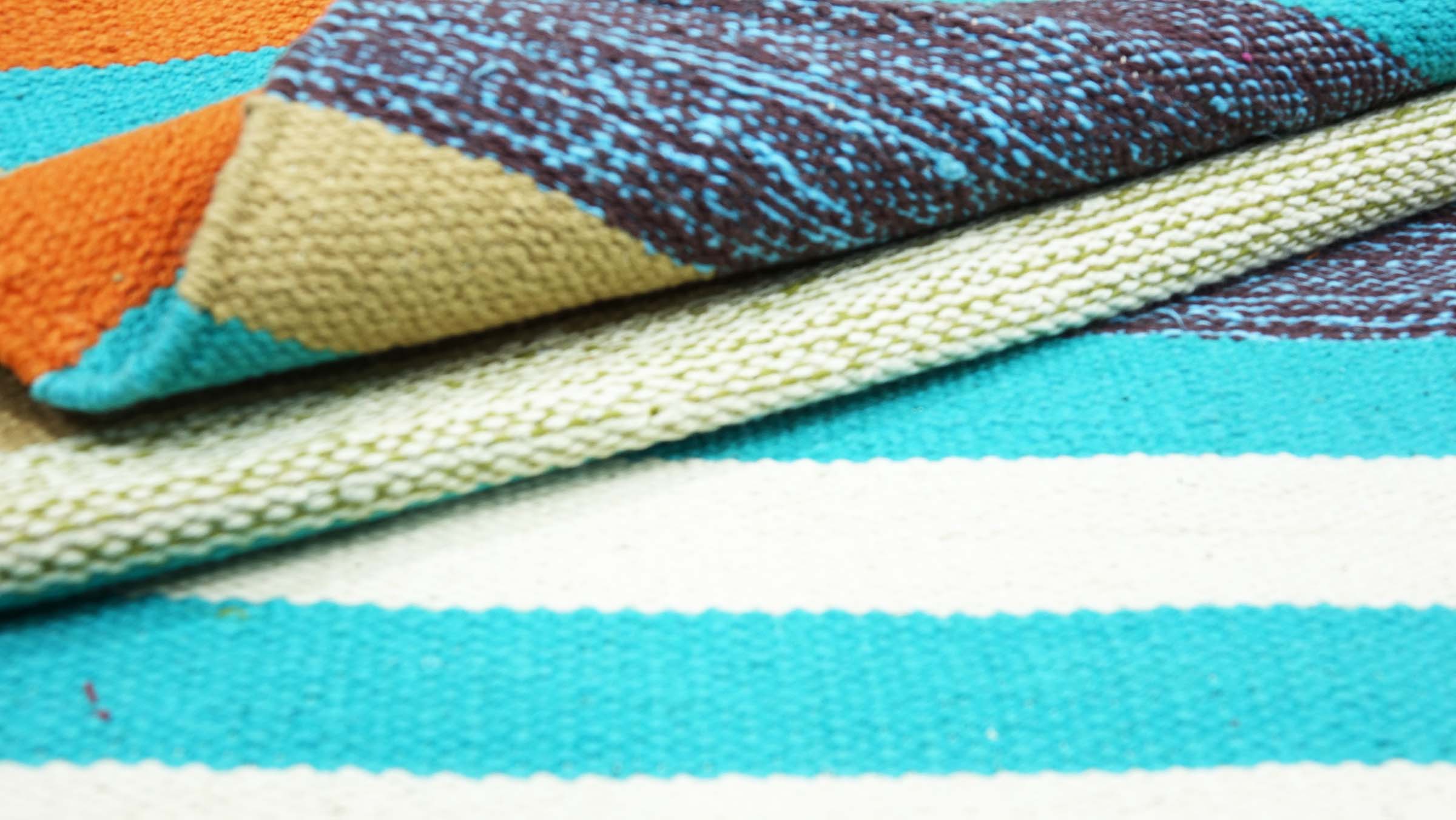 Knallbunter Kelim Teppich 60x120 Handgewebt Mehrfarbig Streifen Handarbeit Gewebt