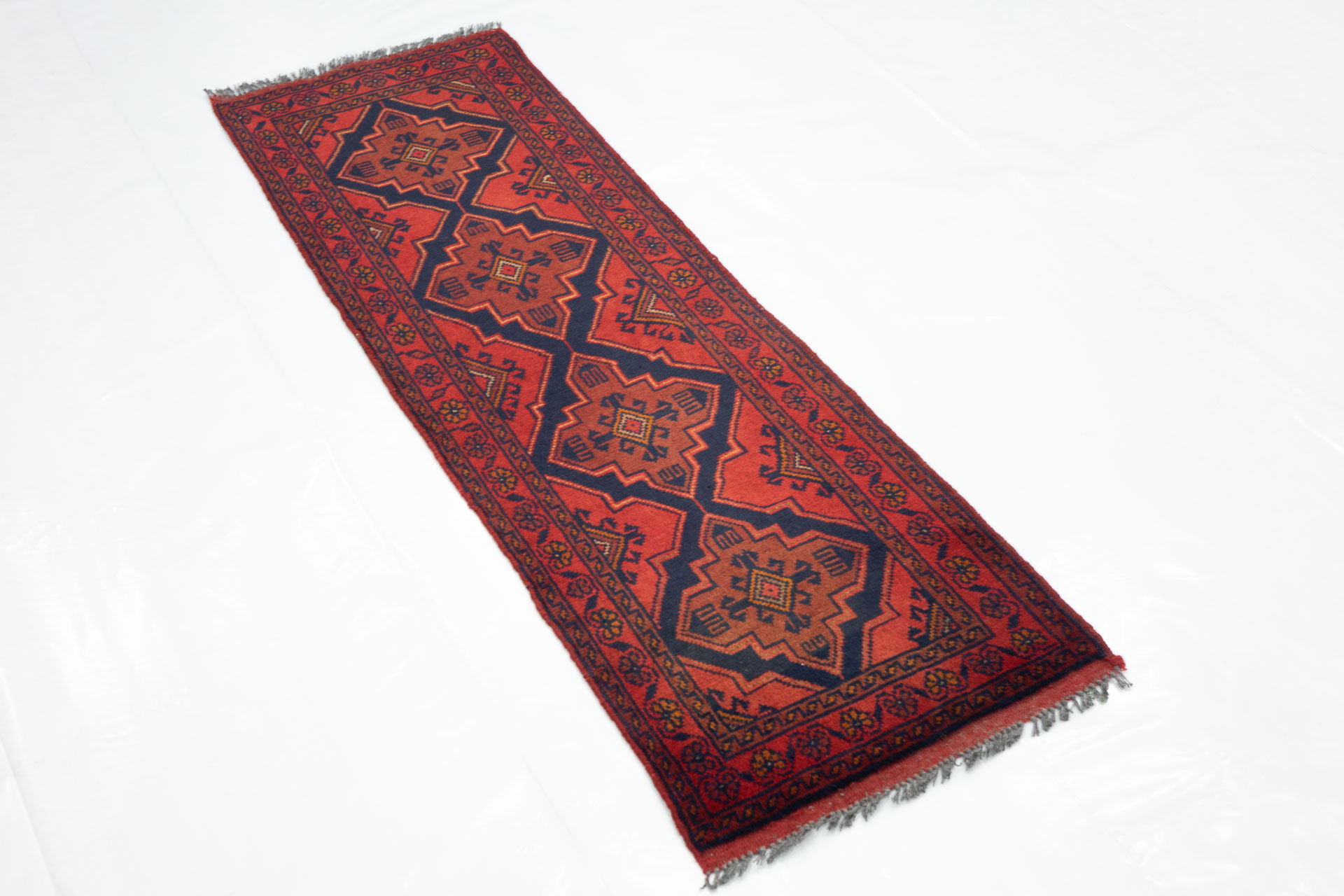 Afghan Khal Mohammadi 50x150 Handgeknüpft Teppich Läufer Braun Geometrisch