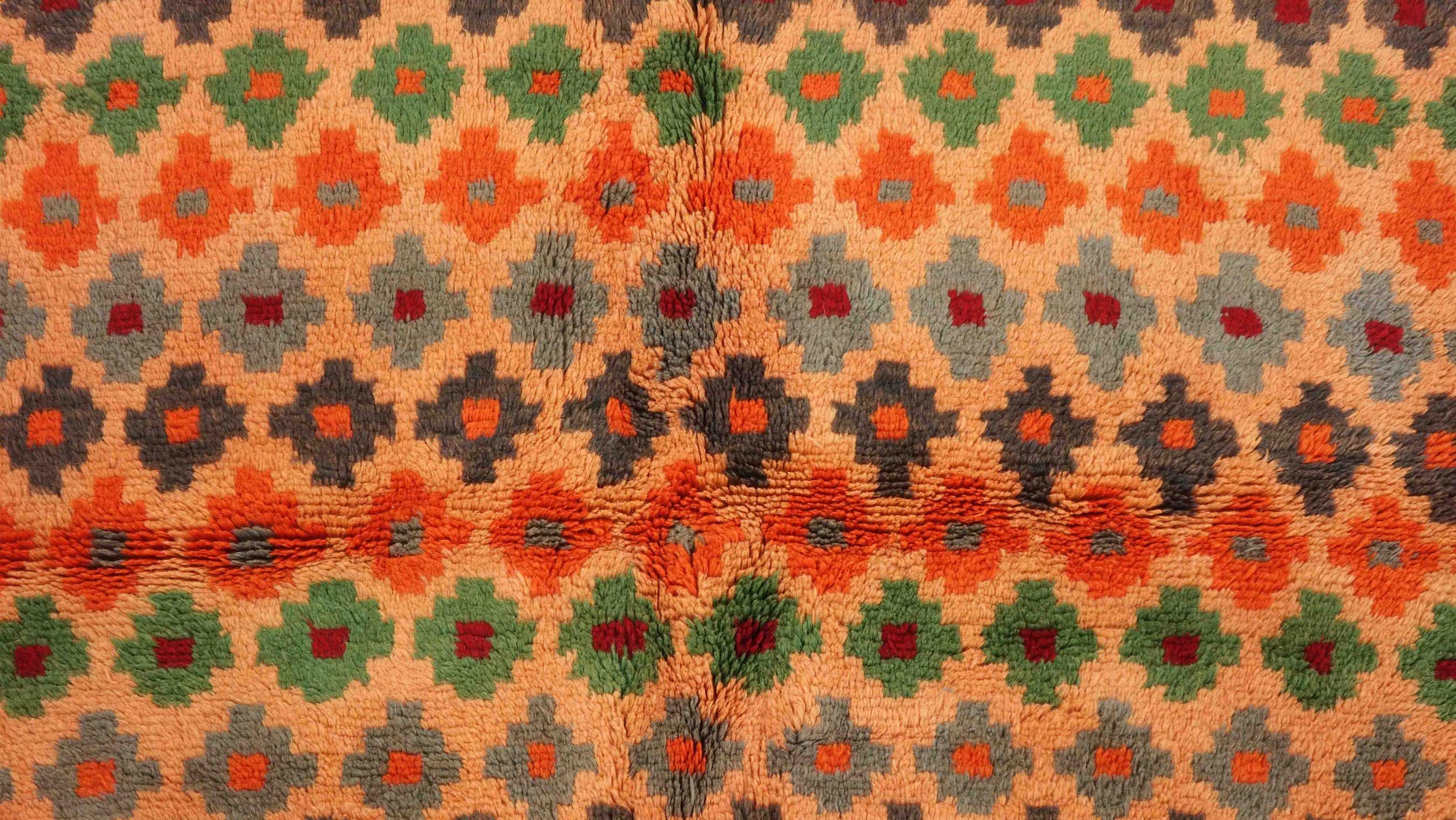 Gabbeh Teppich 120x180 Handgeknüpft Goldgelb Durchgemustert Orientalisch UNIKAT