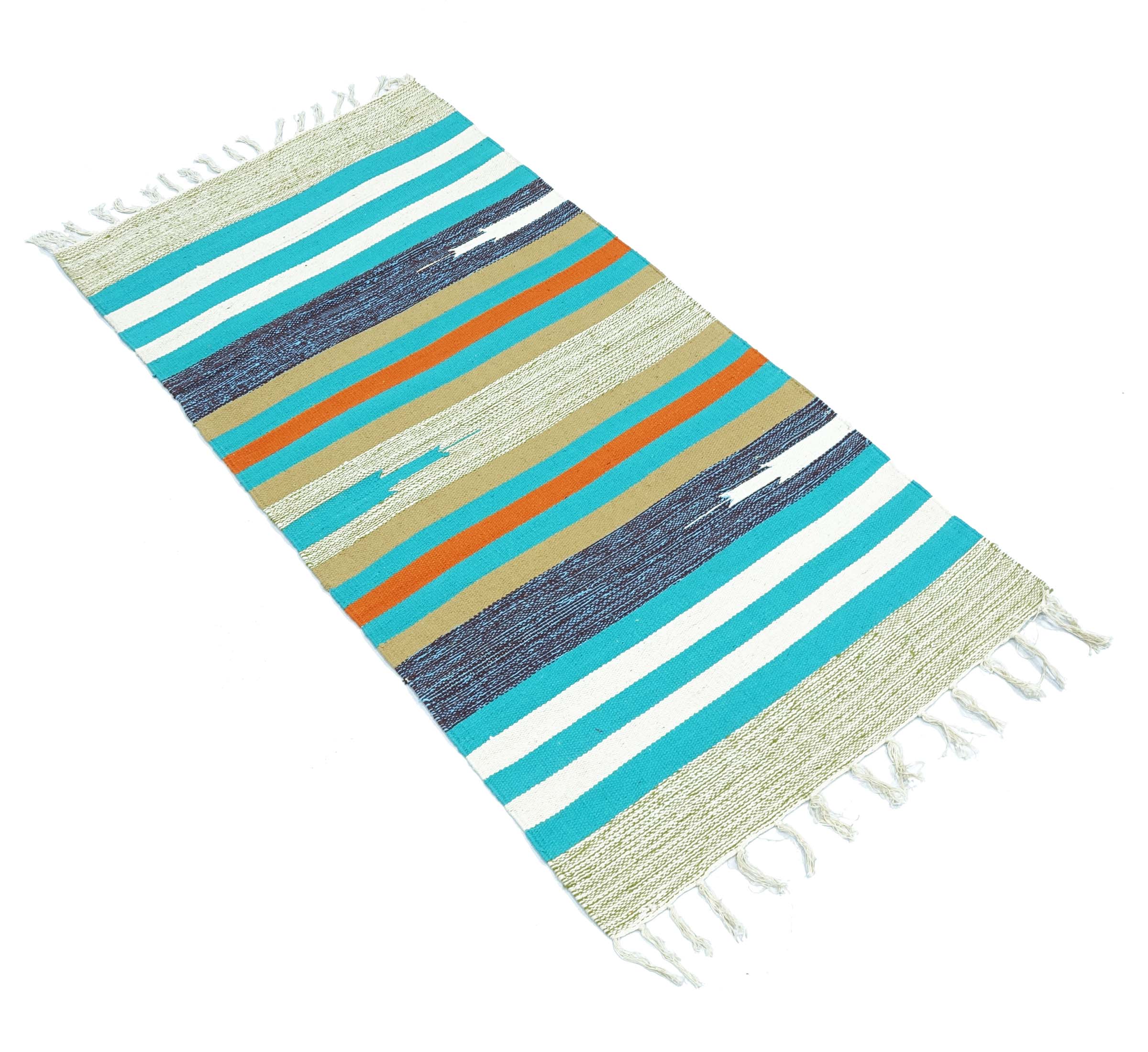 Knallbunter Kelim Teppich 60x120 Handgewebt Mehrfarbig Streifen Handarbeit Gewebt