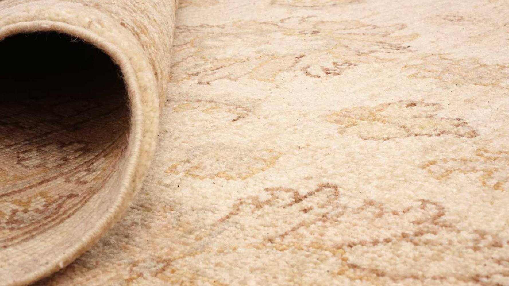 Afghan Chobi Ziegler 300x400 Handgeknüpft Teppich Beige Blumenmuster Kurzflor