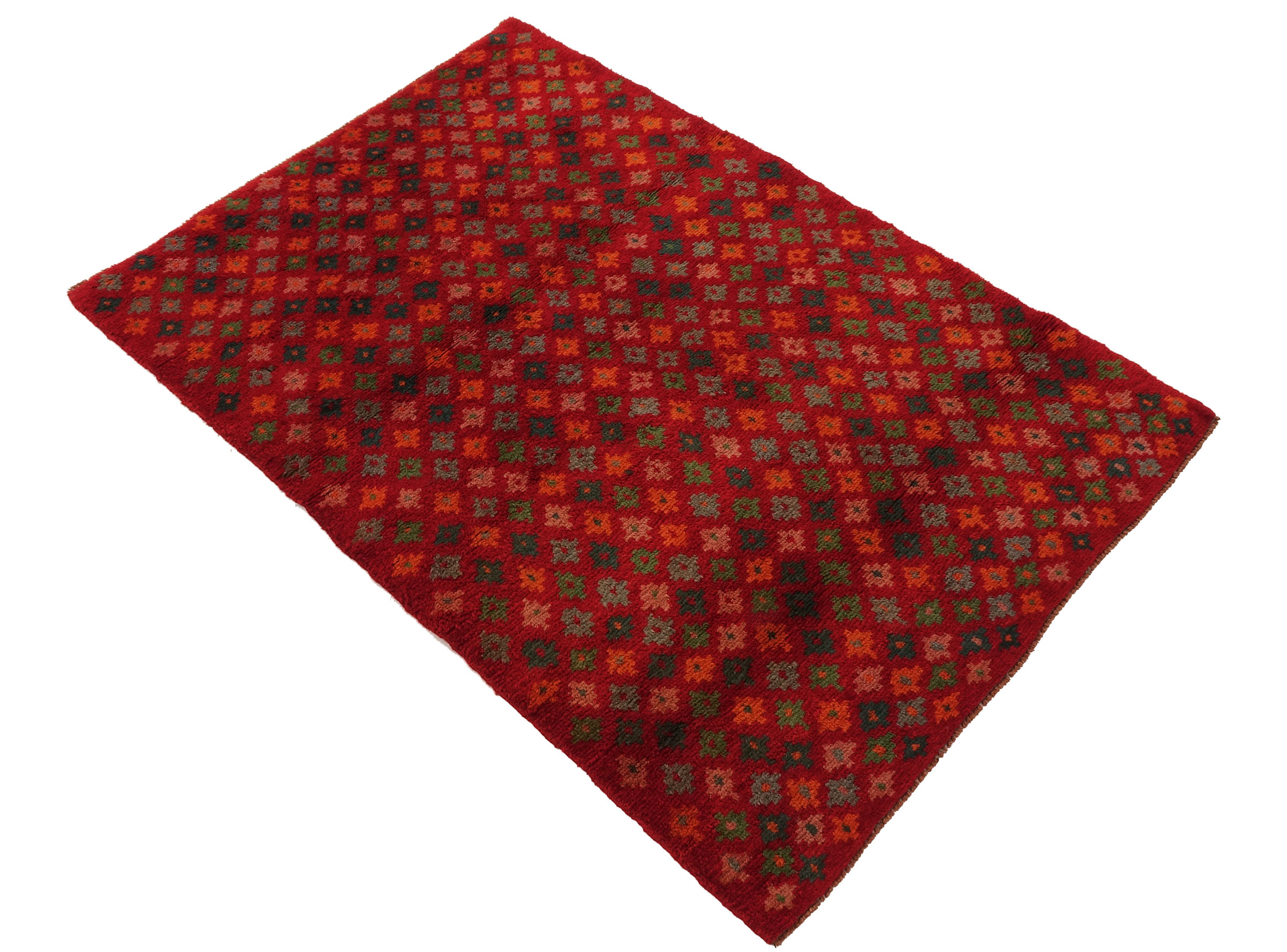 Gabbeh Teppich 120x170 Handgeknüpft Rot Streifen Orientalisch UNIKAT Kurzflor