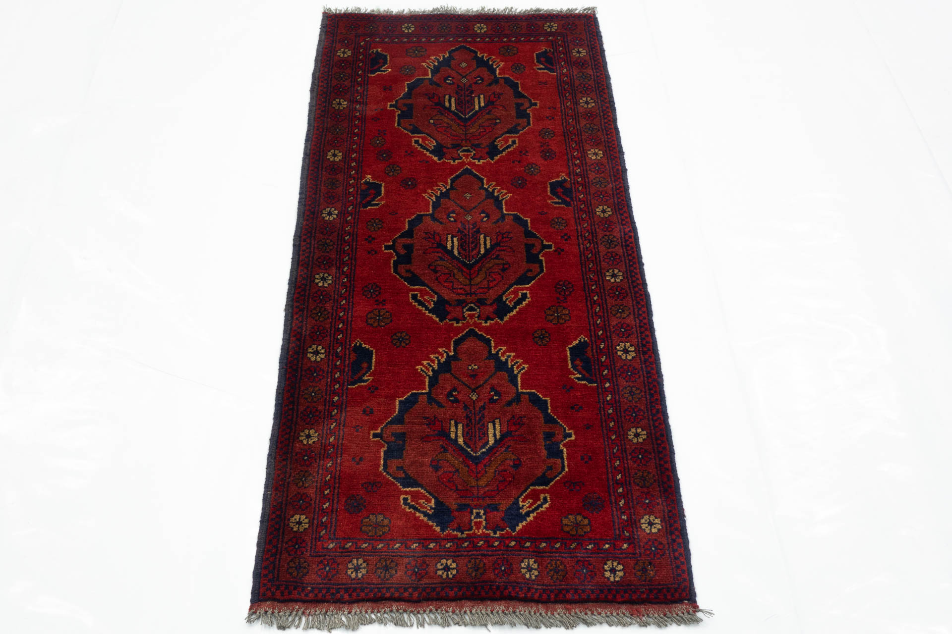 Afghan Khal Mohammadi 50x150 Handgeknüpft Teppich Läufer Braun Geometrisch
