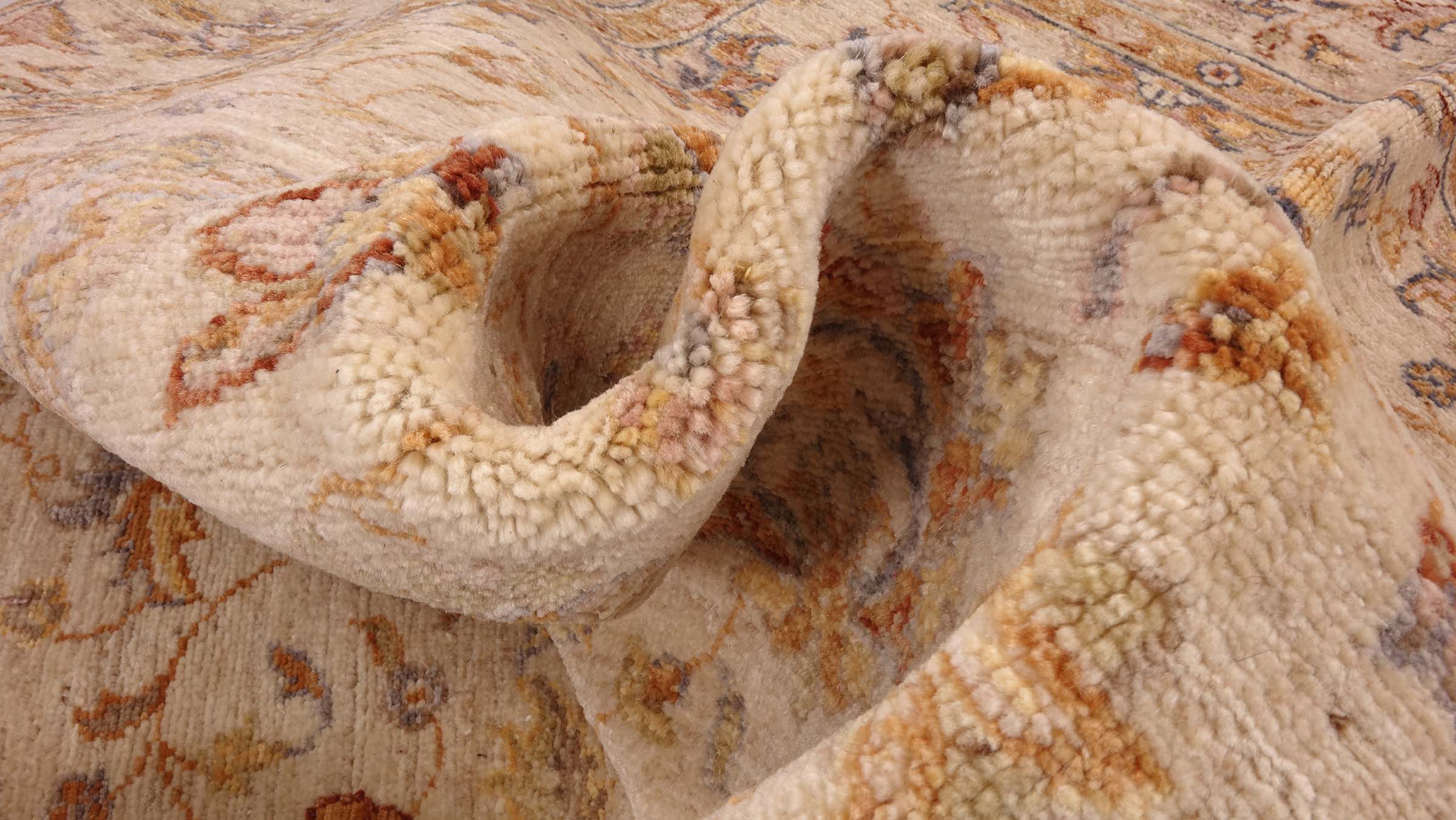 Chobi Ziegler Teppich 120x180 Handgeknüpft Beige Floral Orientalisch UNIKAT Kurzflor