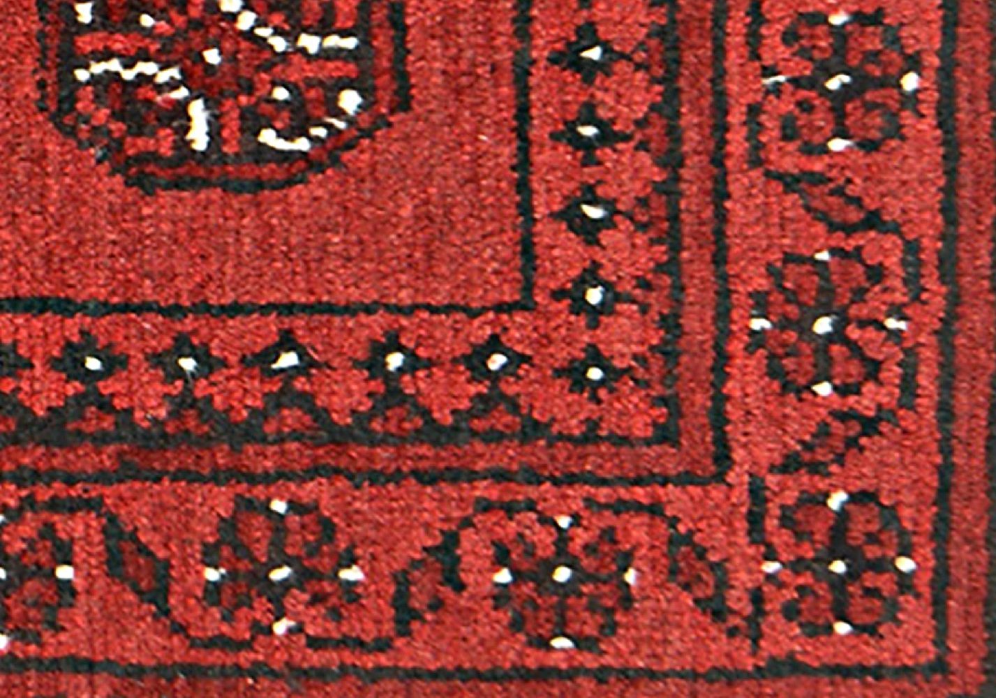 Afghan Aqcha Poshti Teppich 40x60 Handgeknüpft Rot Geometrisch Orient Kurzflor
