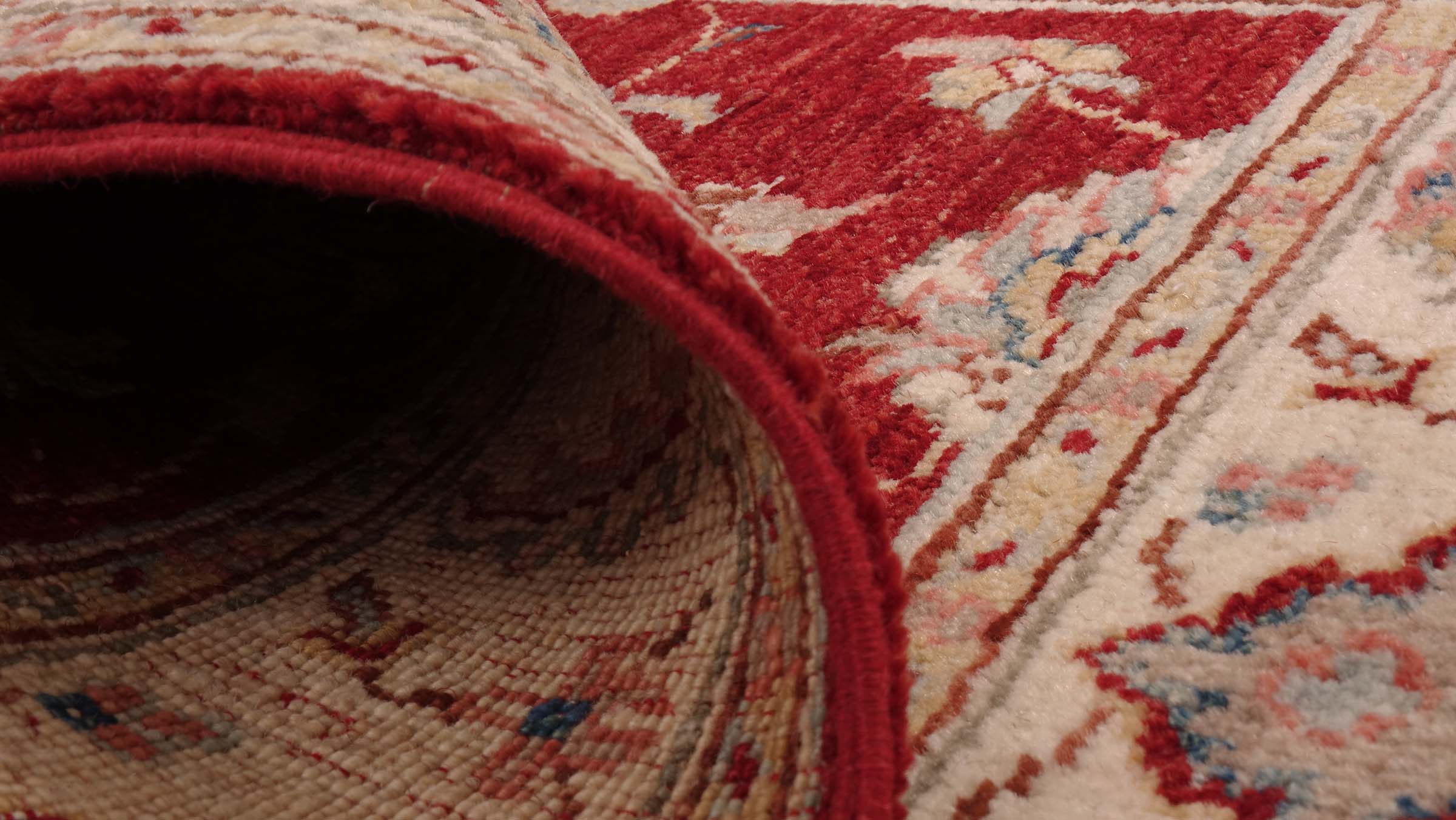 Chobi Ziegler Teppich 80x120 Handgeknüpft Rot Floral Orientalisch UNIKAT Kurzflor
