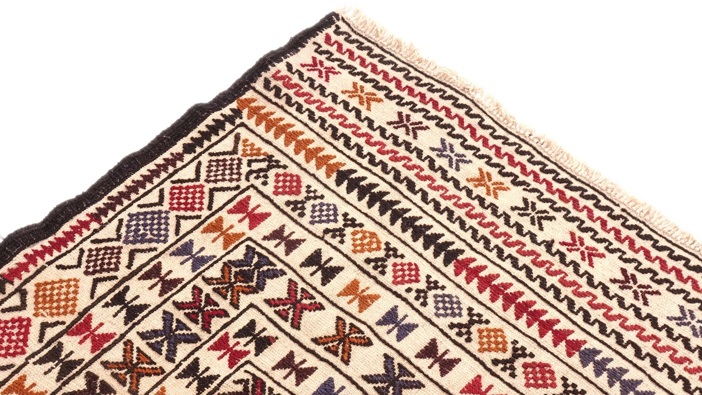 Afghan Kelim Gol Barjasta Teppich 140x200 Handgewebt Beige Geometrisch Handarbeit