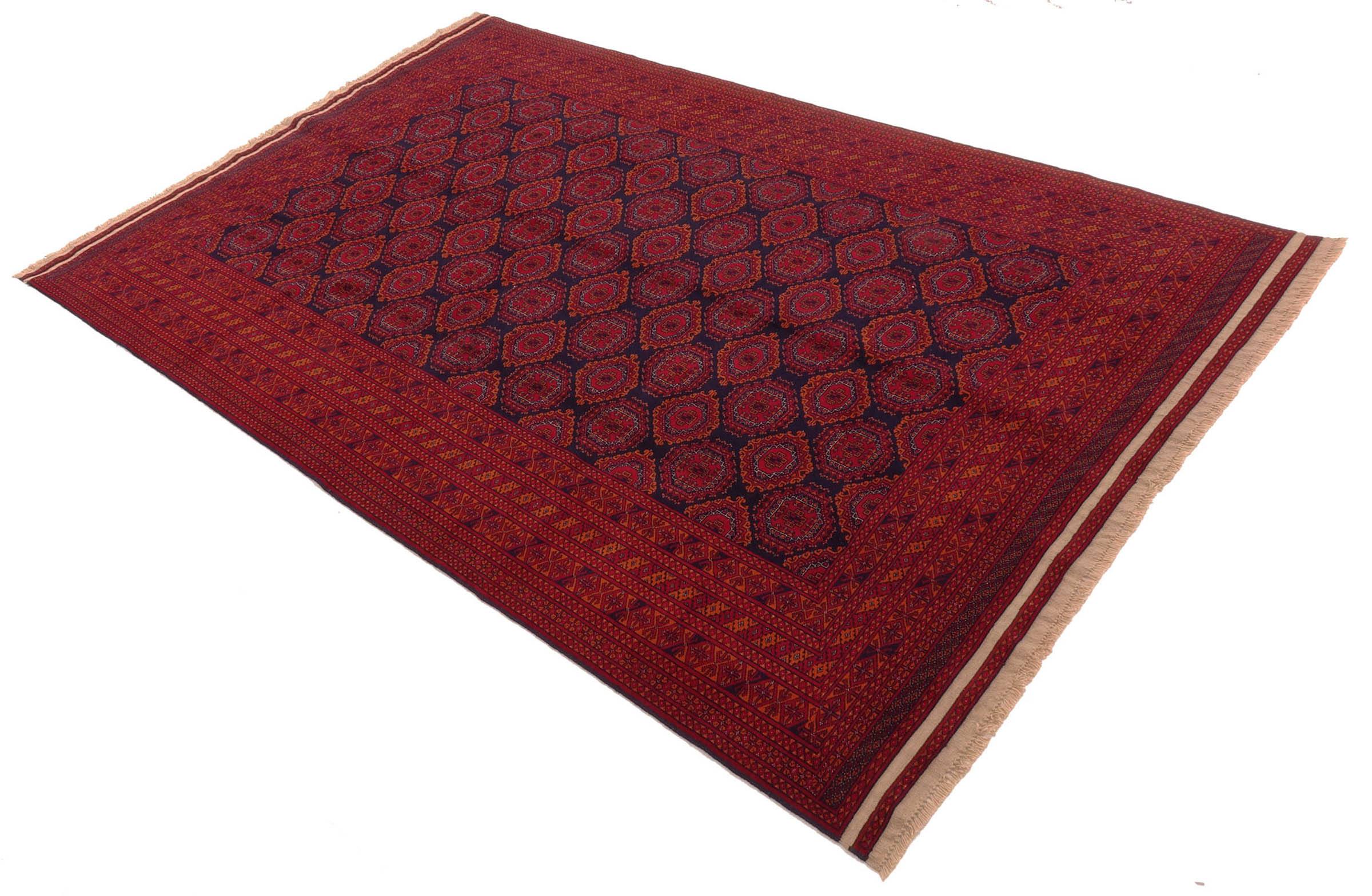 Afghanischer Teppich Sarough 200x300 Handgeknüpft Rot Geometrisch Orientalisch UNIKAT