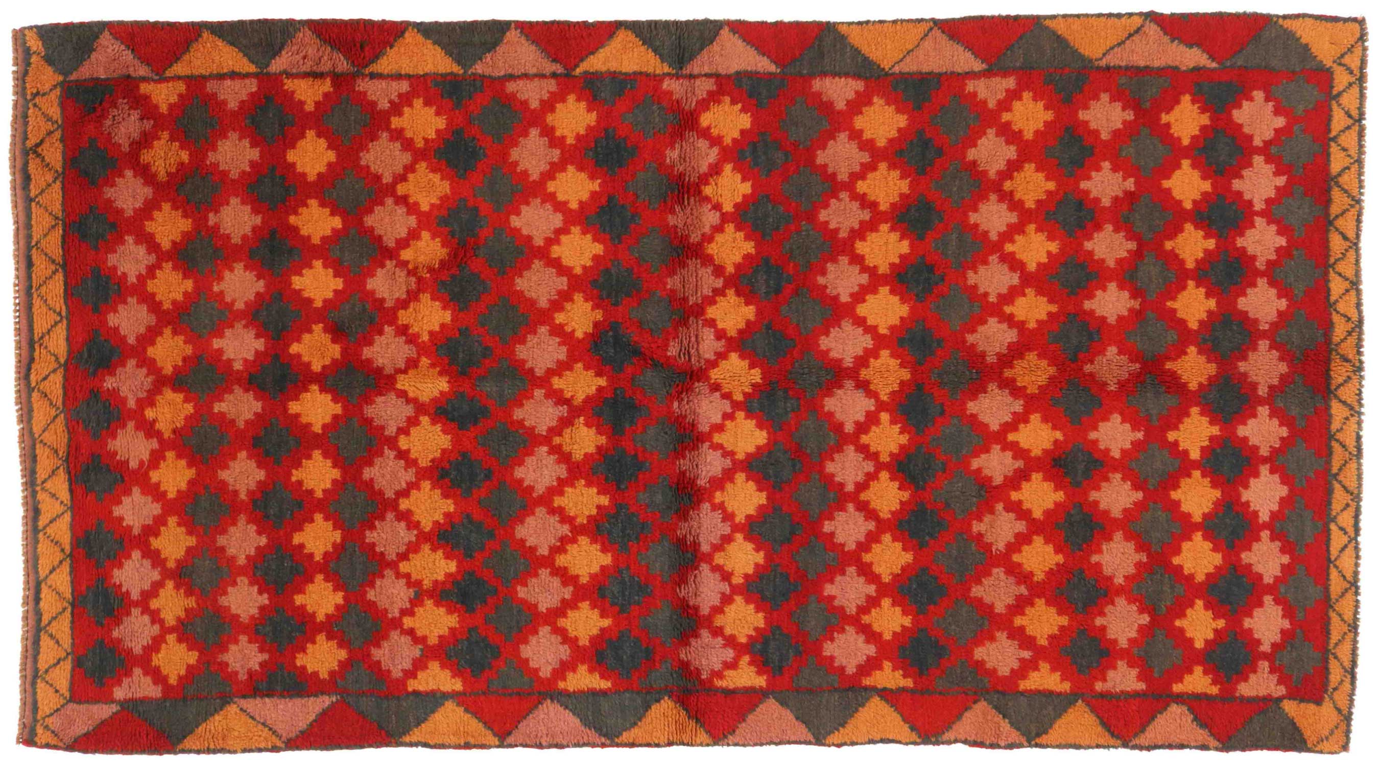 Gabbeh Teppich 110x200 Handgeknüpft Rot Streifen Orientalisch UNIKAT Kurzflor