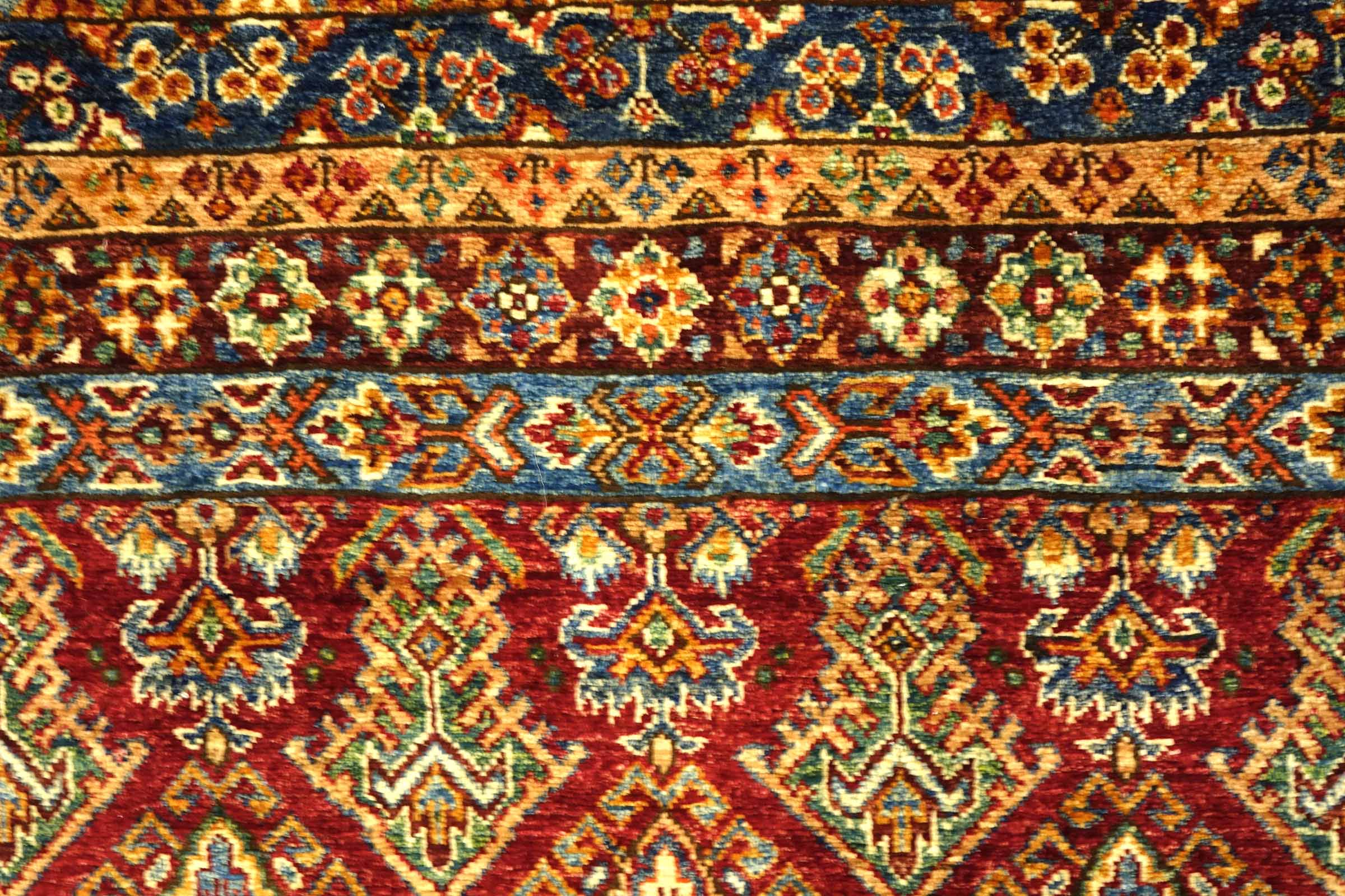 Afghan Khorjin Shaal 170x250 Handgeknüpft Orientteppich Rot Streifen Wolle