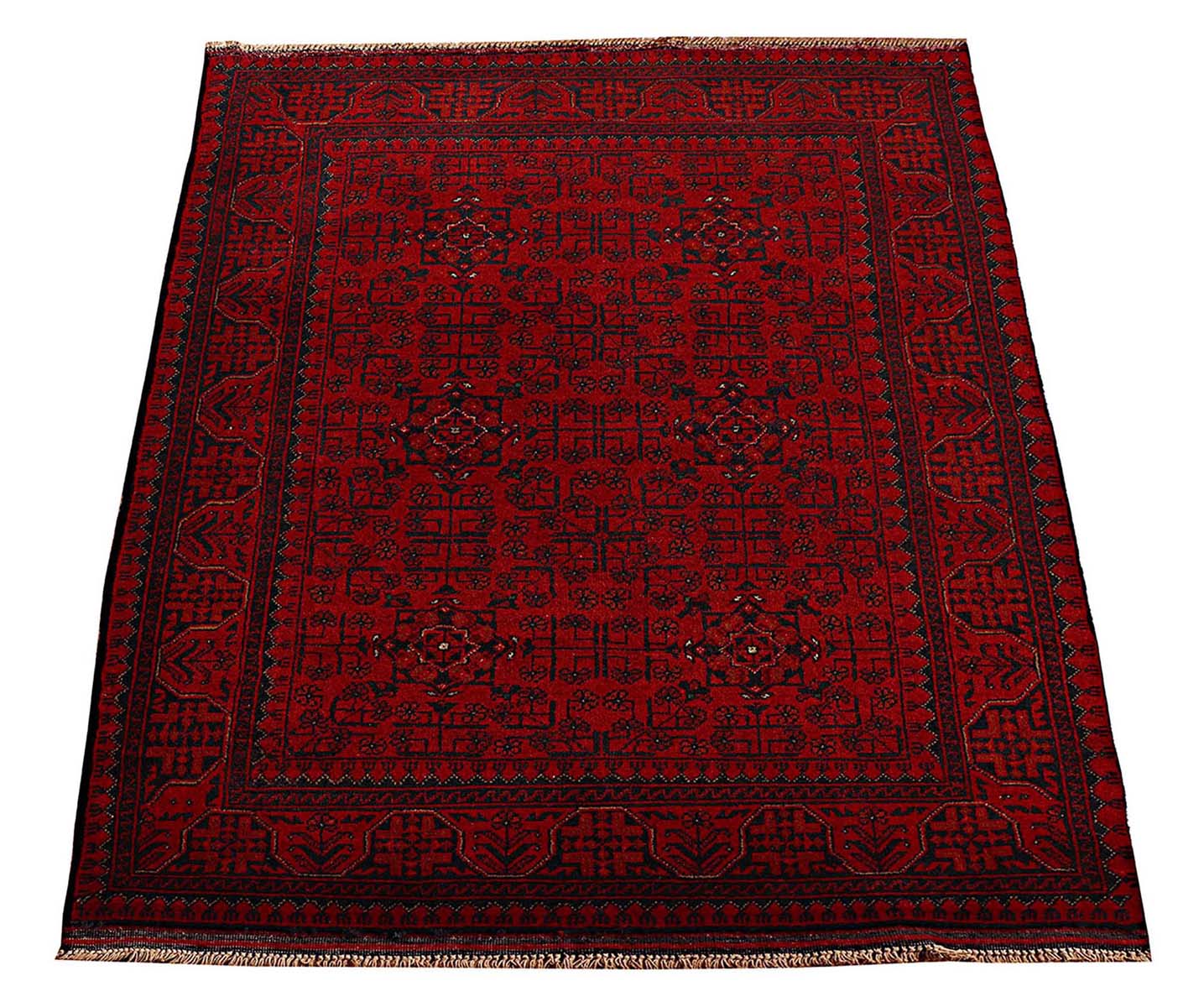 Afghan Khal Mohammadi Teppich 100x150 Handgeknüpft Braun Geometrisch Orient Kurzflor