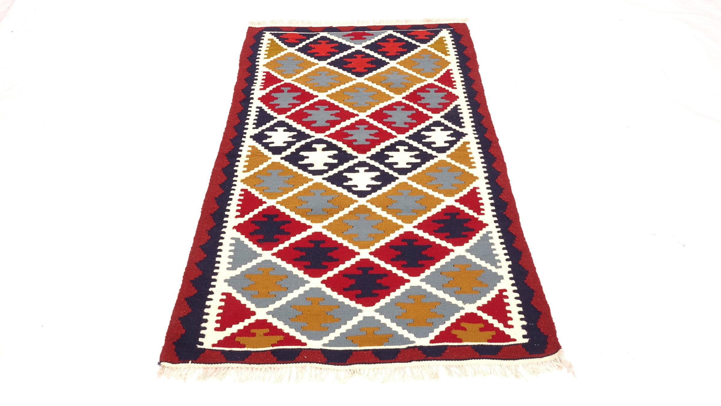 Perserteppich Kelim Ardebil 90x150 Handgewebt Beige Geometrisch Handarbeit Zimmer