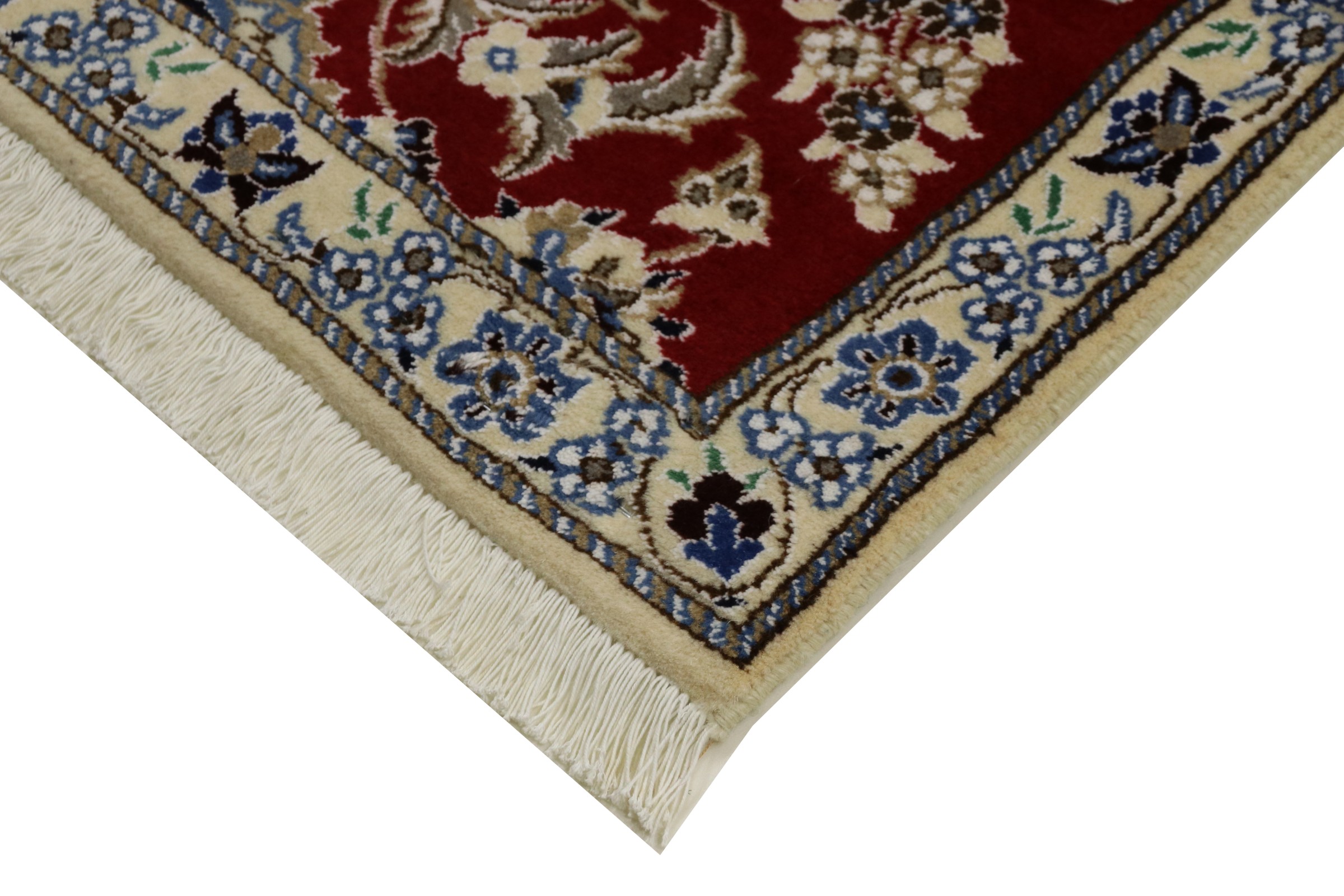Perserteppich Nain 9LA 80x200 Handgeknüpft Läufer Rot Medaillon Orientalisch UNIKAT