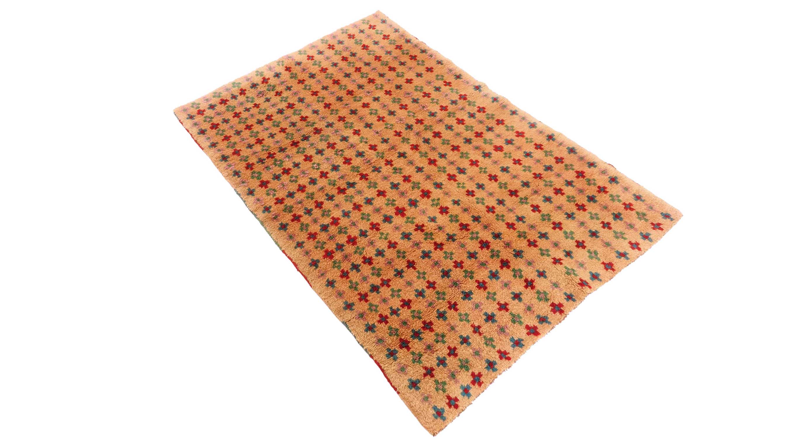 Gabbeh Teppich 120x180 Handgeknüpft Goldgelb Streifen Orientalisch UNIKAT Kurzflor