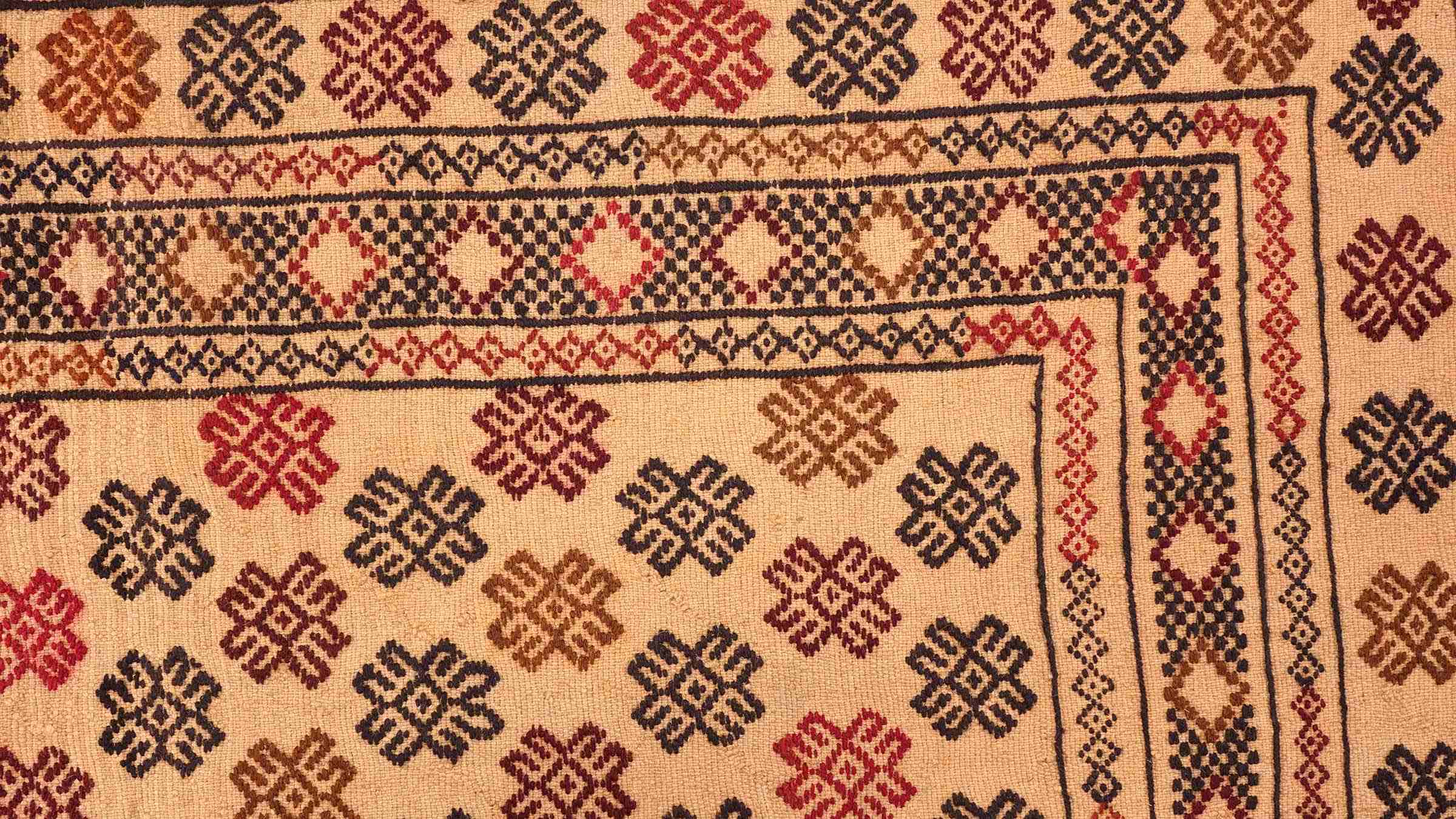 Afghan Kelim Gol Barjasta Teppich 140x200 Handgewebt Gold Geometrisch Handarbeit Gewebt