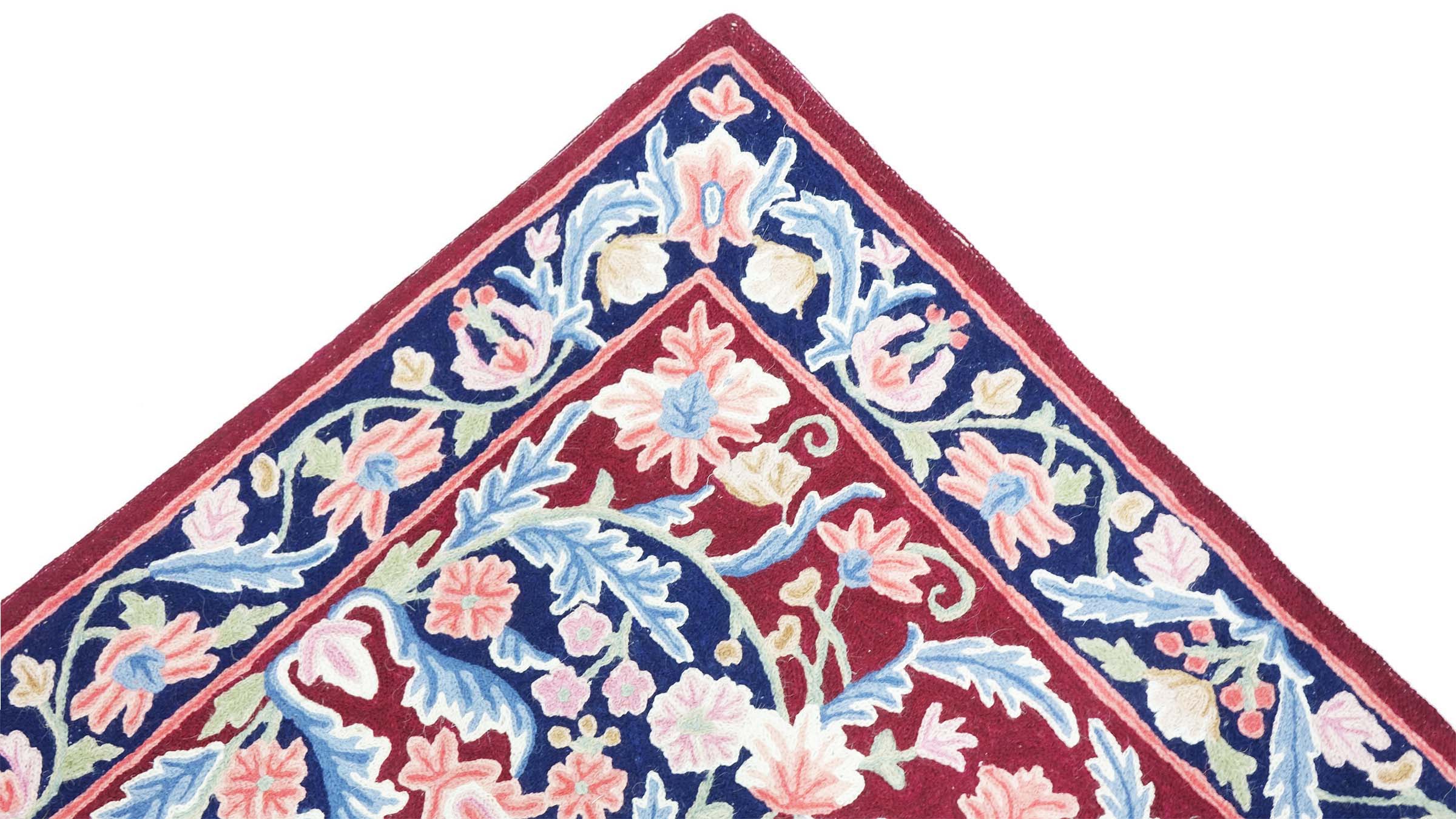 Chainstitch Kettenstich Teppich 80x120 Handgewebt Braun Blumenmuster Handarbeit Gewebt
