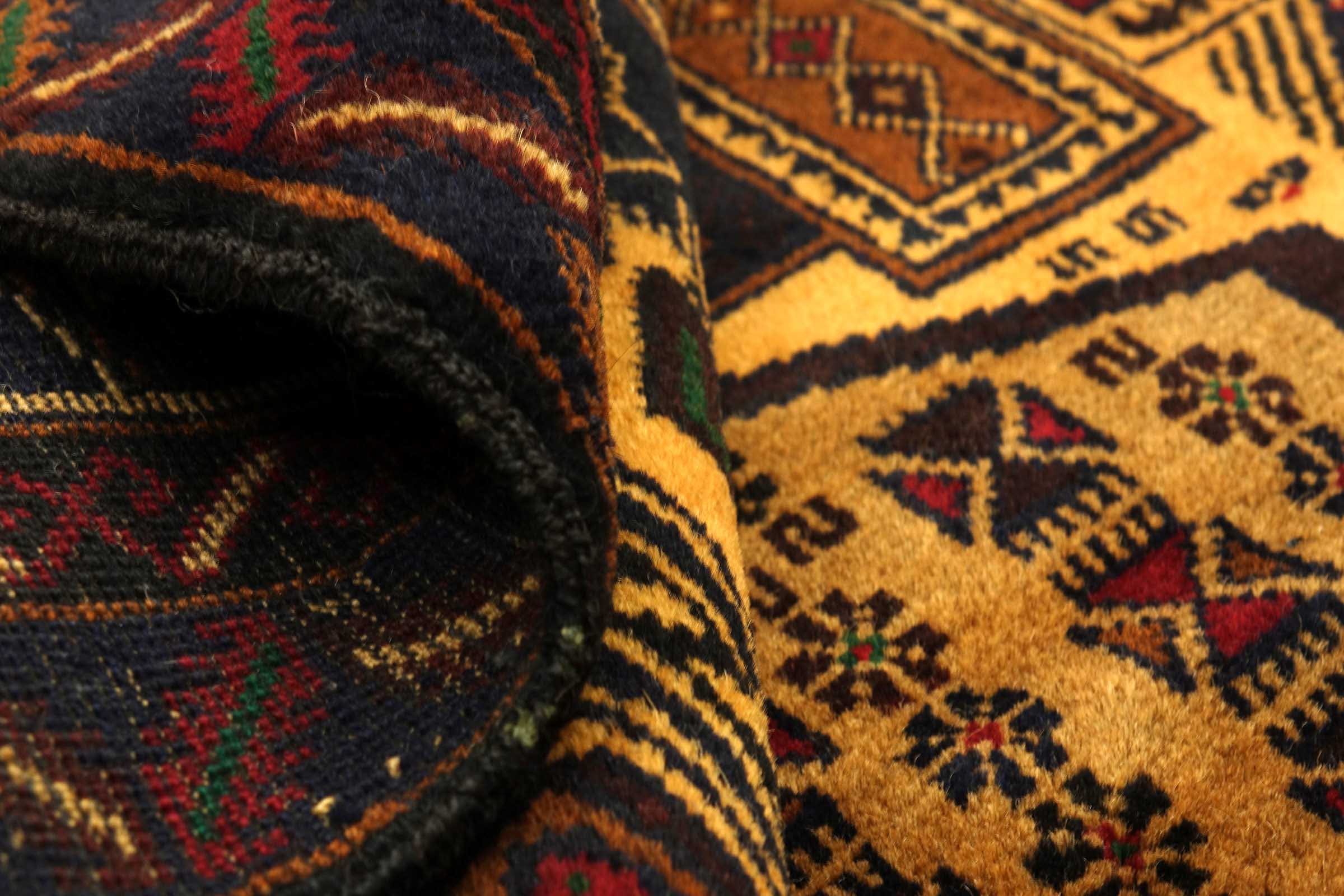 Afghan Belutsch Baluch 110x200 Handgeknüpft Orientteppich Beige Durchgemustert