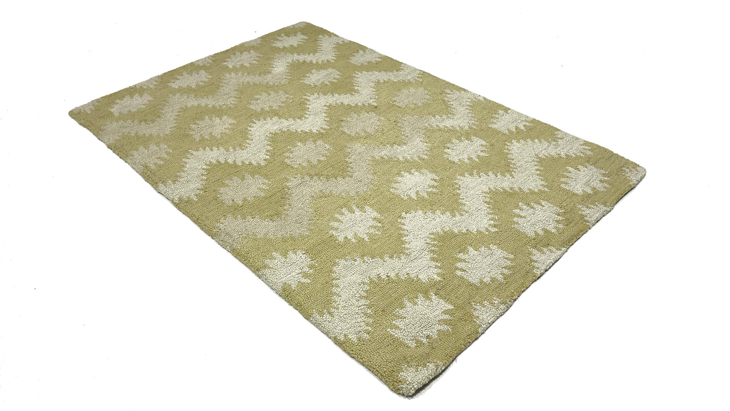 Handgefertigter Teppich 120x180 Gold Durchgemustert Handarbeit Handtuft Modern