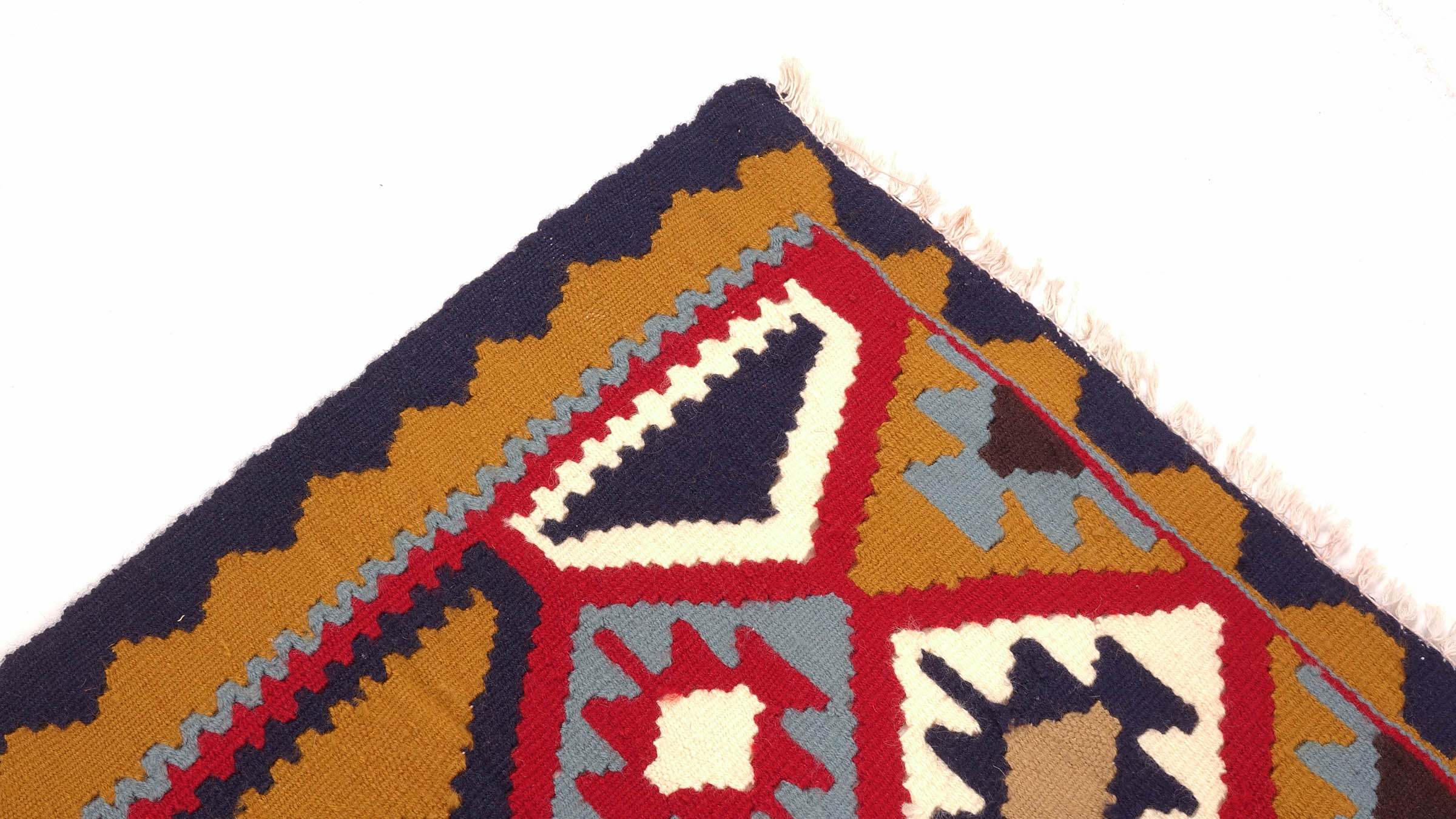 Perserteppich Kelim Ardebil 100x150 Handgewebt Braun Geometrisch Handarbeit Zimmer