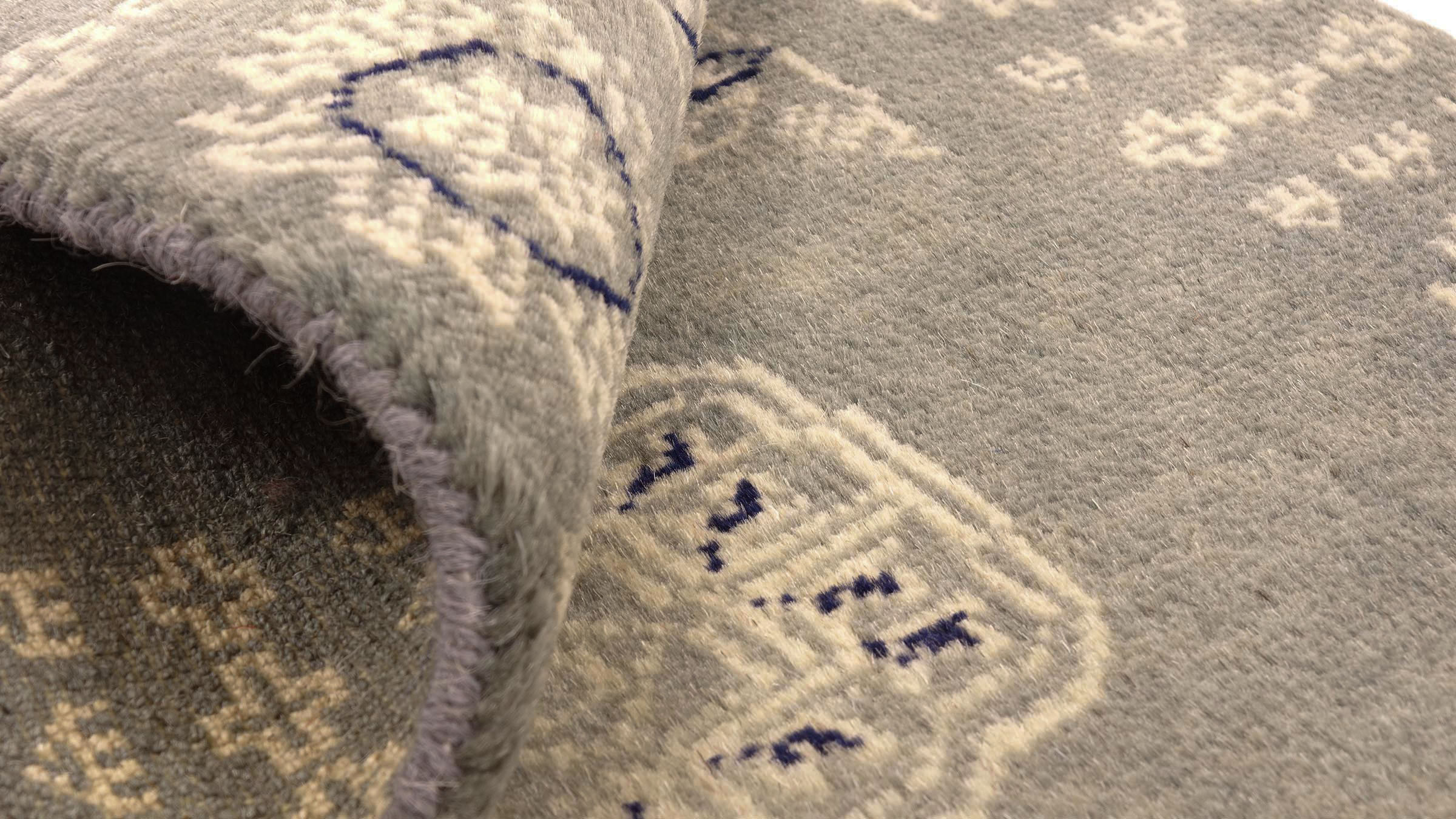 Pakistan Buchara 3ply Teppich 50x80 Handgeknüpft Grau Geometrisch Orient Kurzflor