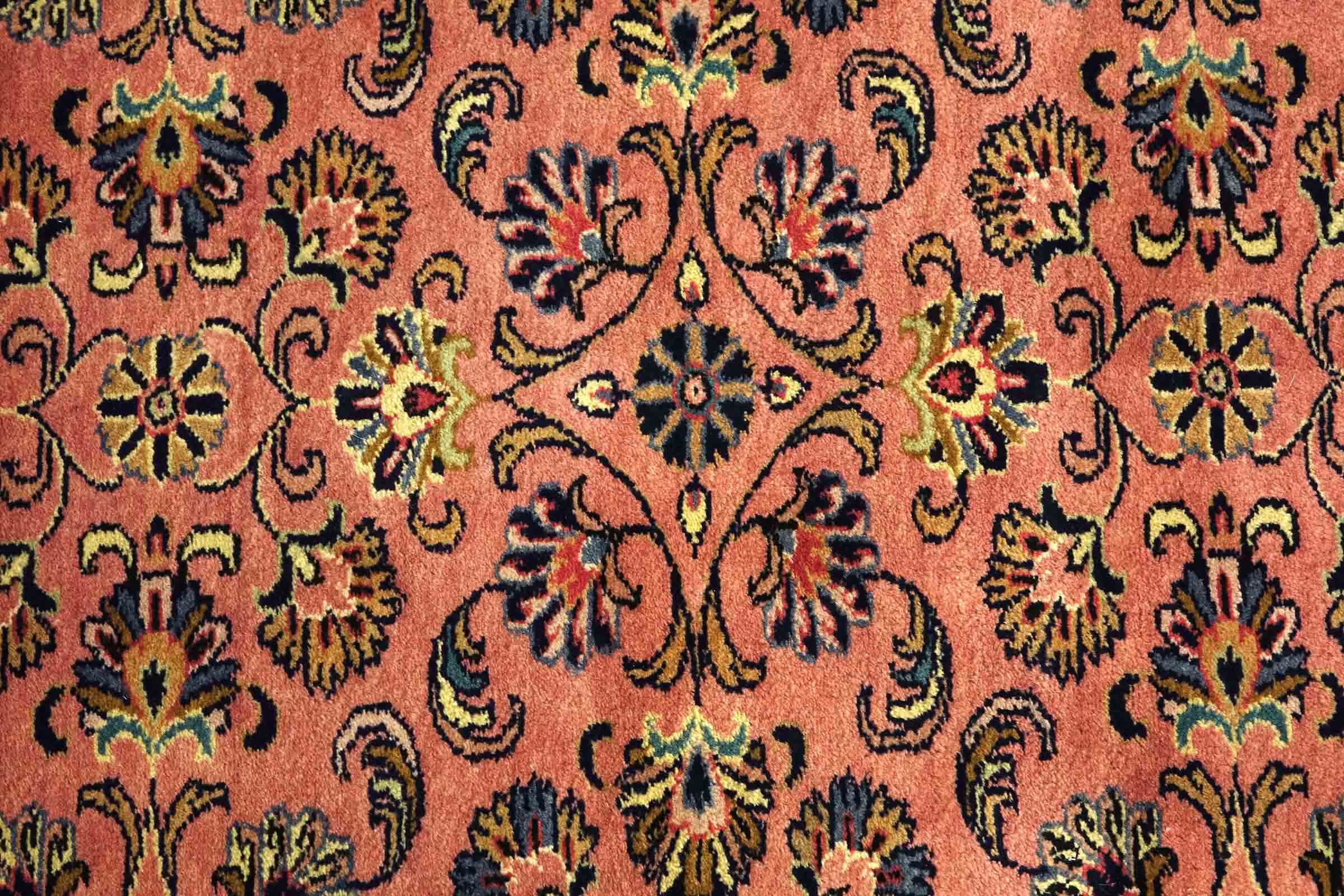 Sarough Teppich 100x210 Handgeknüpft Rosa Floral Wolle Kurzflor Rug