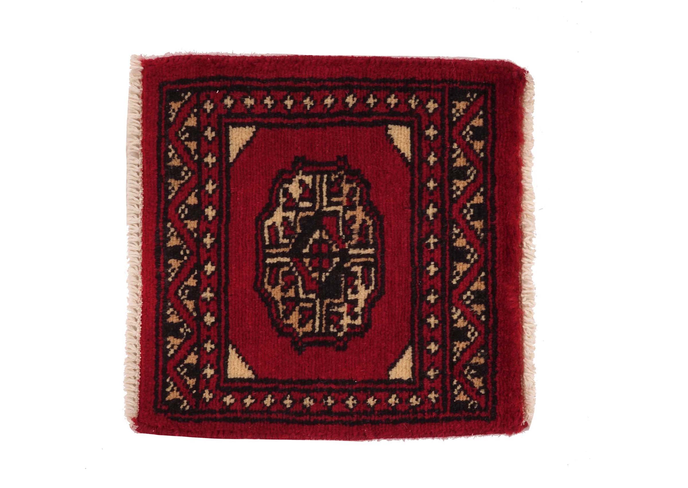 Pakistan Buchara Teppich 30x30 Handgeknüpft Quadratisch Rot Geometrisch Orient Kurzflor